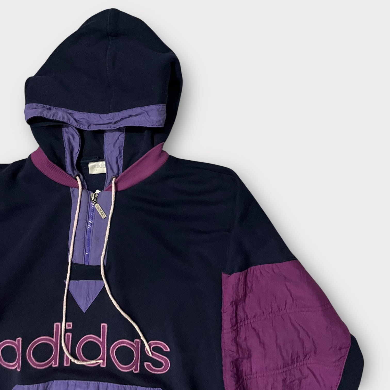 80s-90s adidas ナイロン切り替え ハーフジップ フーディ
