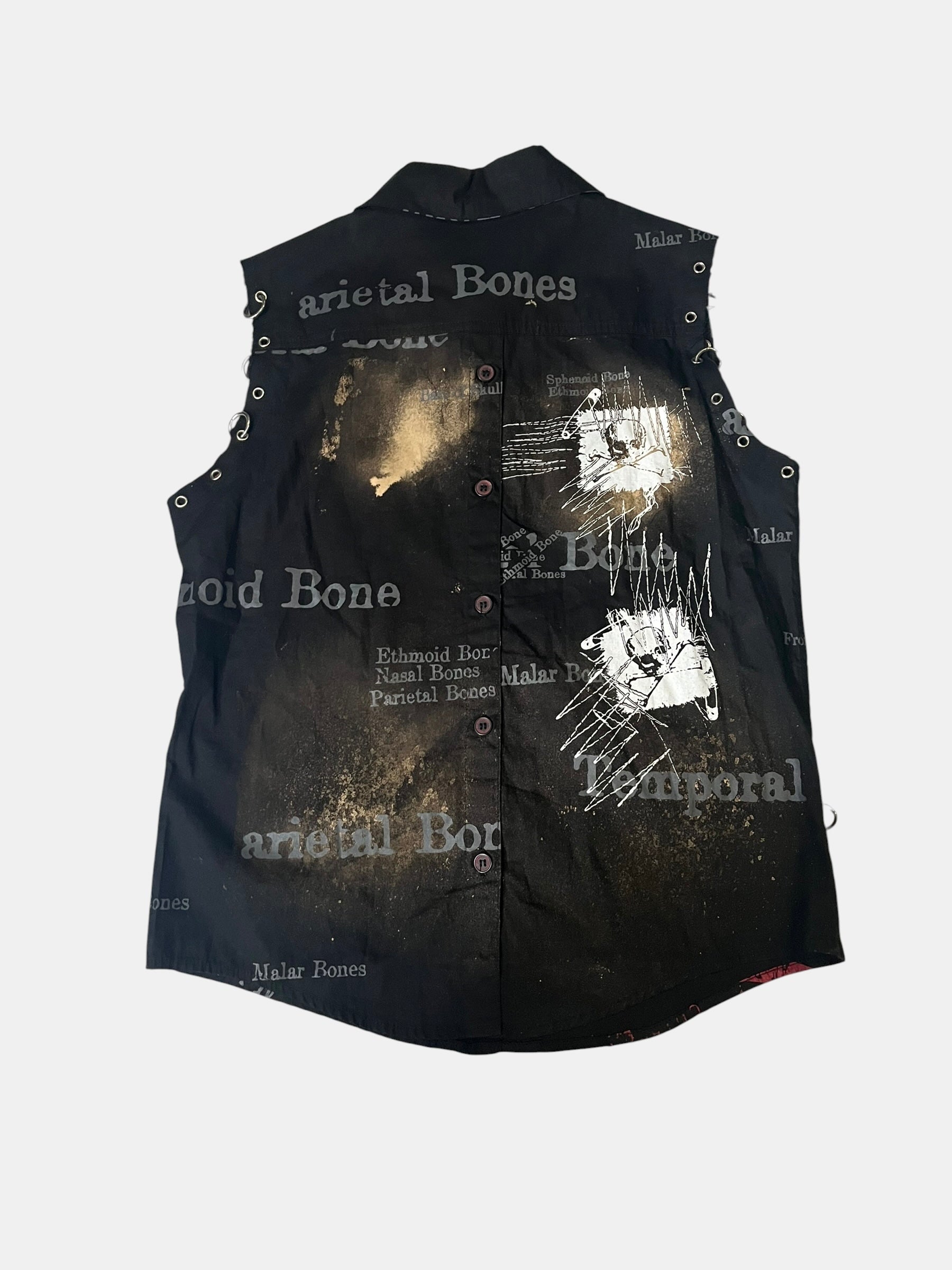 h.ANARCHY ABleached Bone Graphic Ring-Gimmick Vest