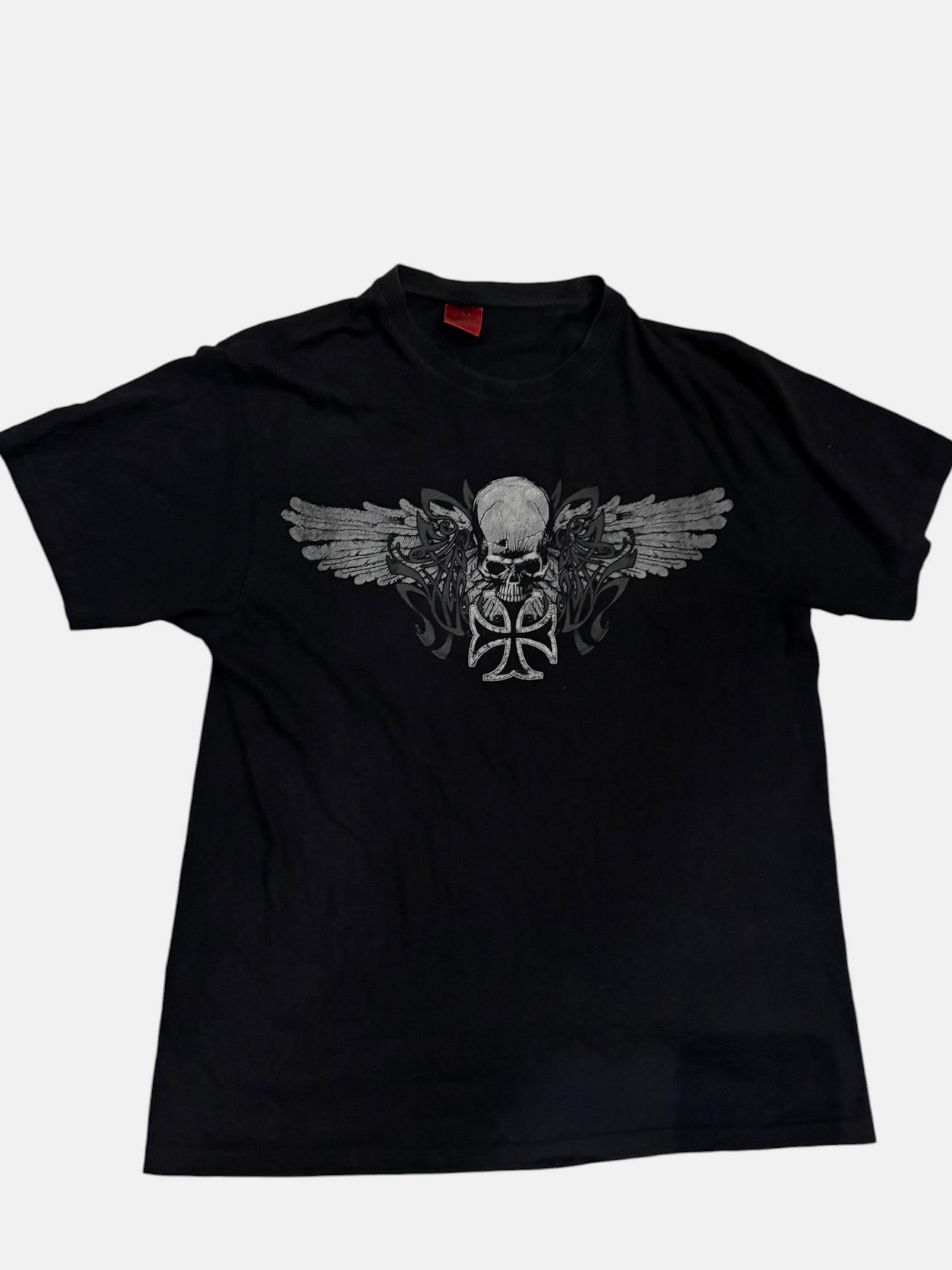 Y2K Grunge Skull & Cross Graphic Tee Black