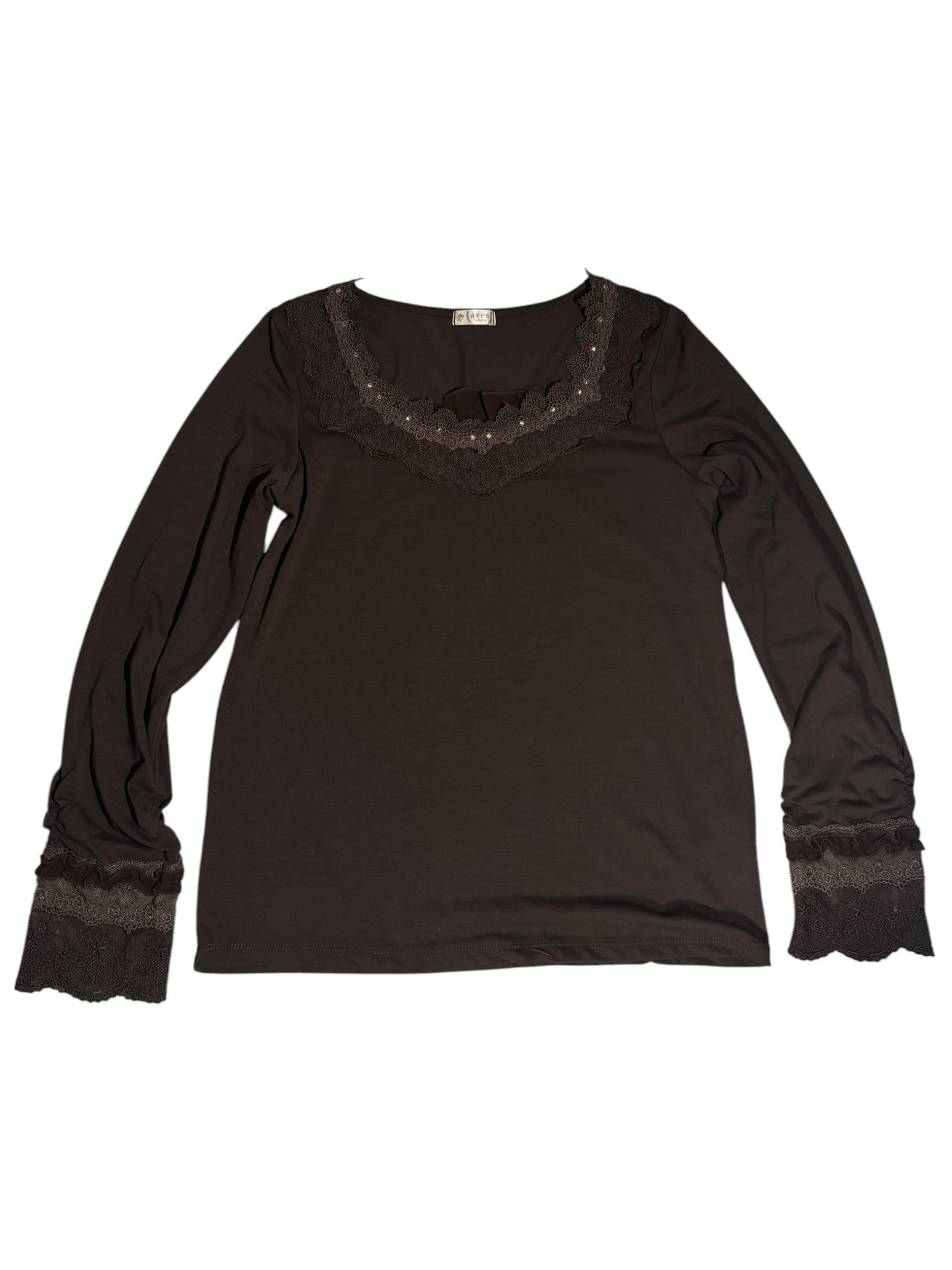 axes femme Lace Trim Top