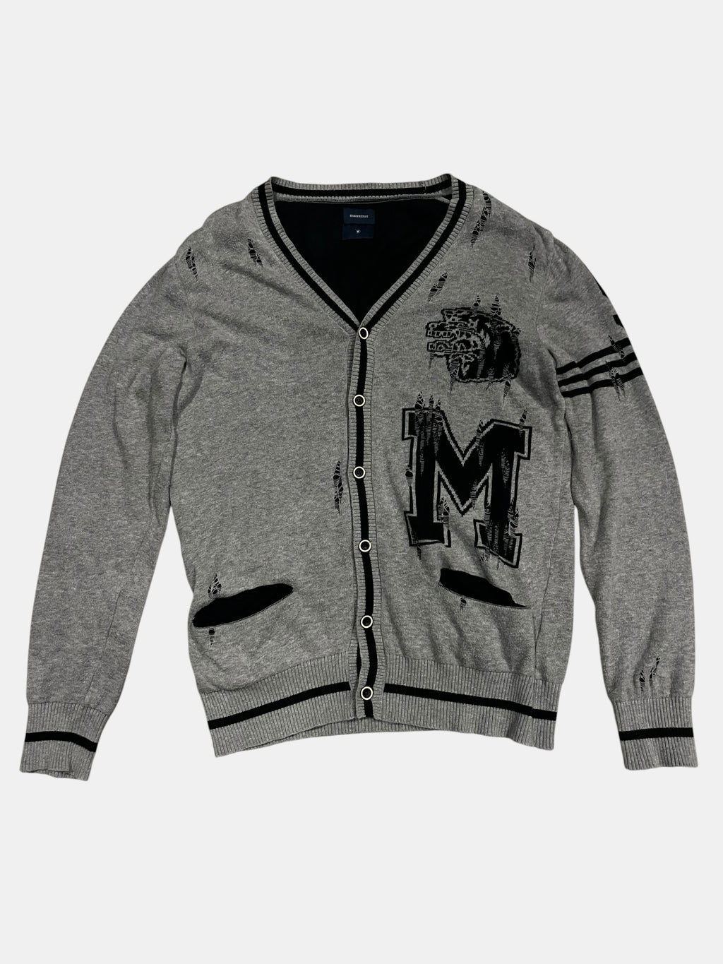 MIHARA YASUHIRO Grey Distressed Cardigan