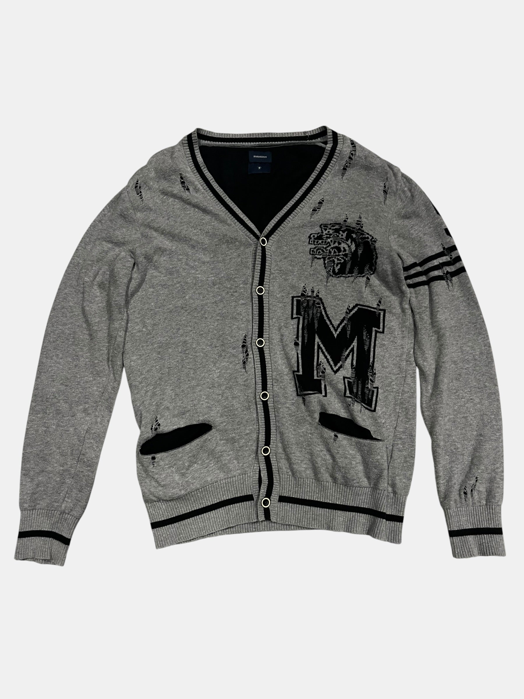 MIHARA YASUHIRO Grey Distressed Cardigan
