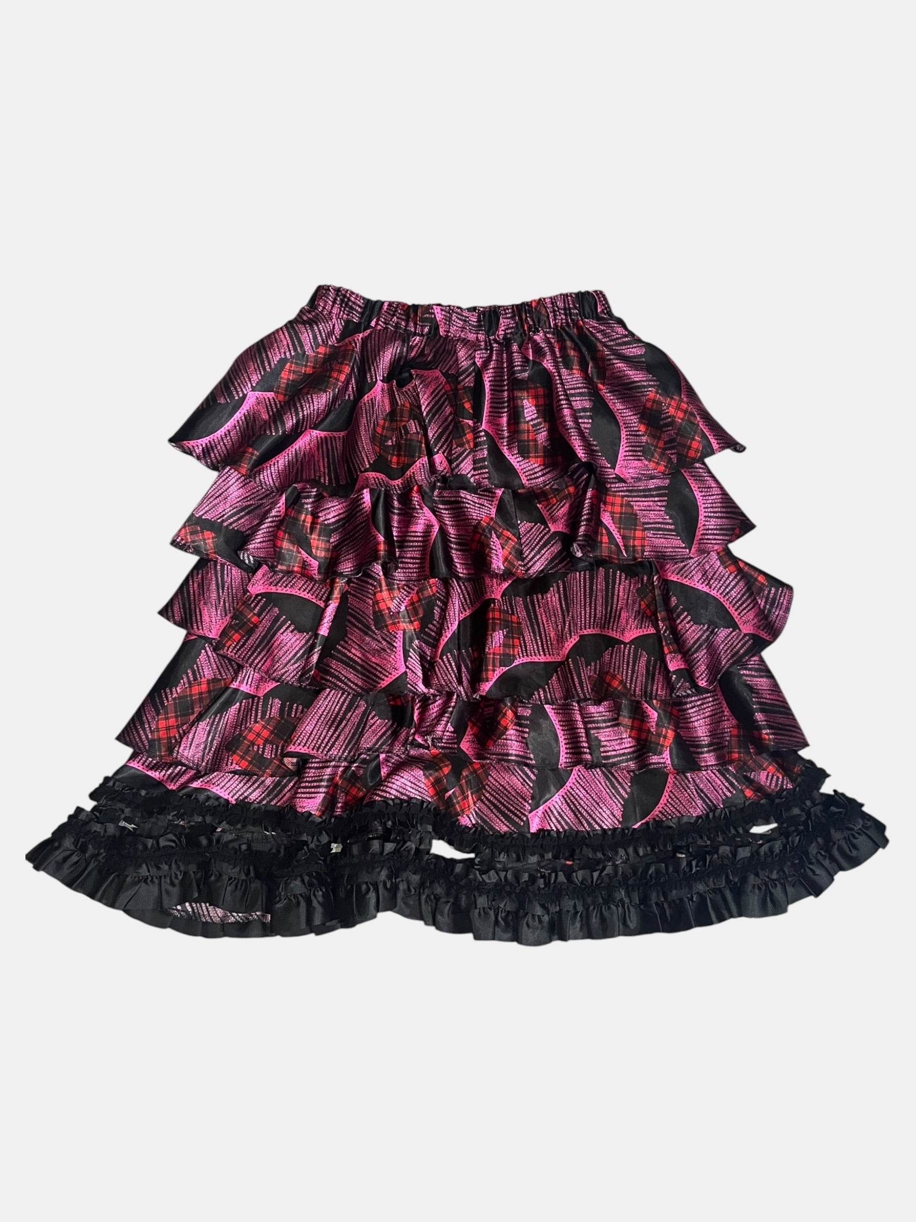 COMME des GARCONS Pink x Black Tiered Voluminous Mini Skirt