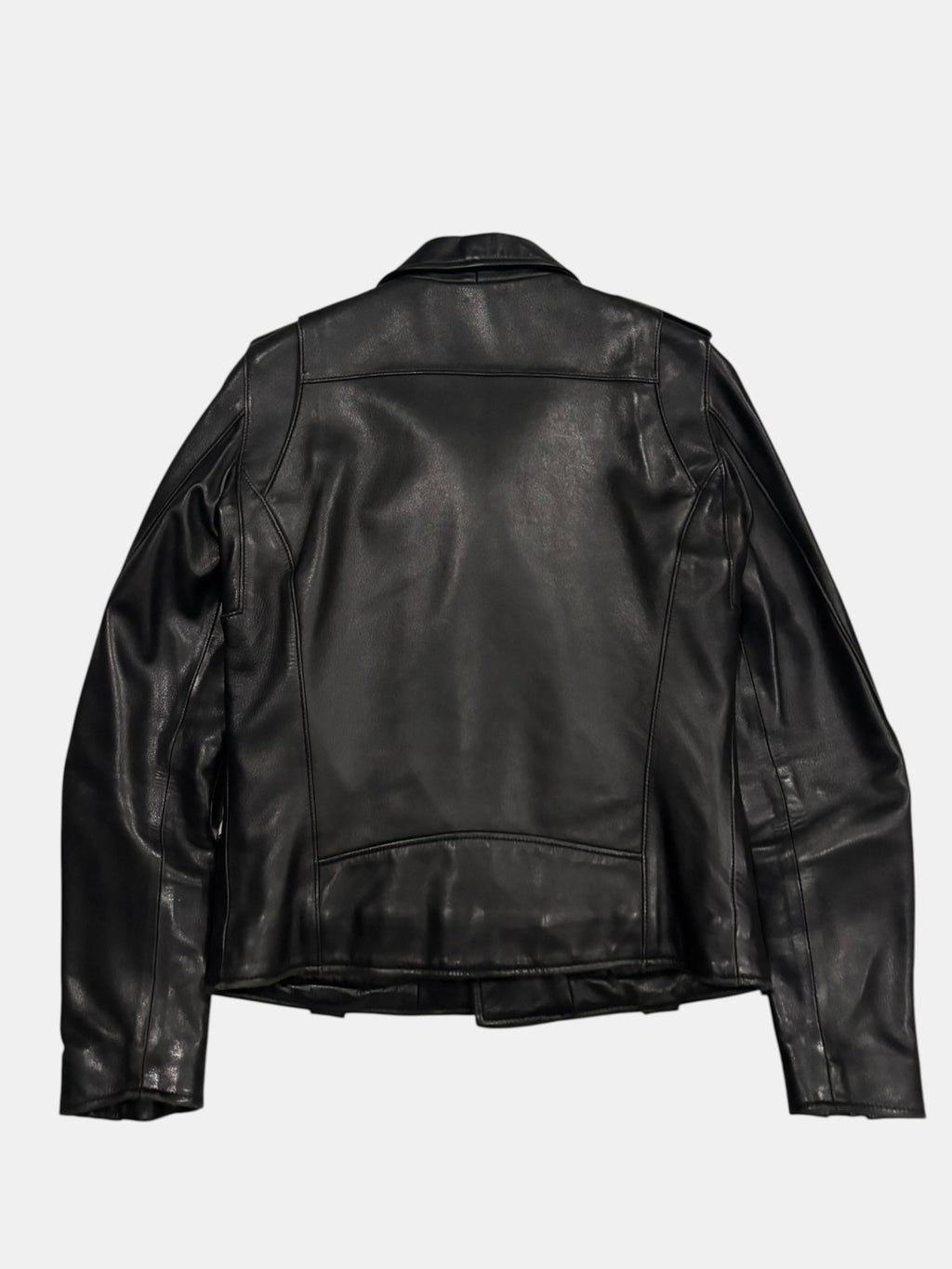 Punk-Rock Asymmetric Leather Moto Jacket with Epaulets