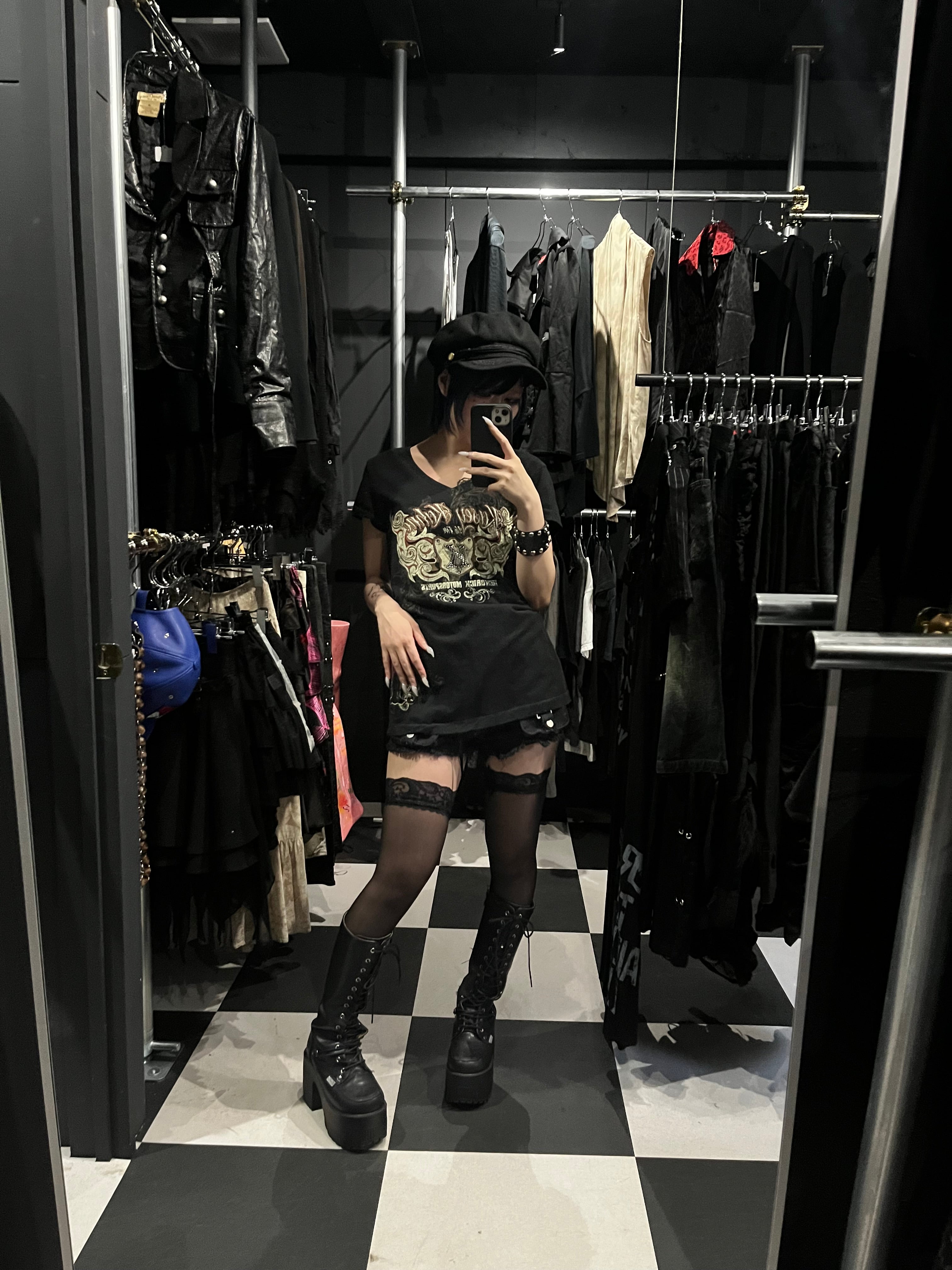 "HEARTSNIPER" Gothic Wing V-Neck Graphic T-Shirt