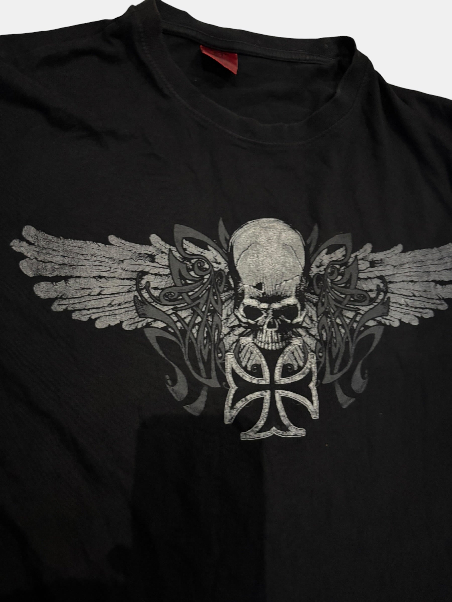 Y2K Grunge Skull & Cross Graphic Tee Black