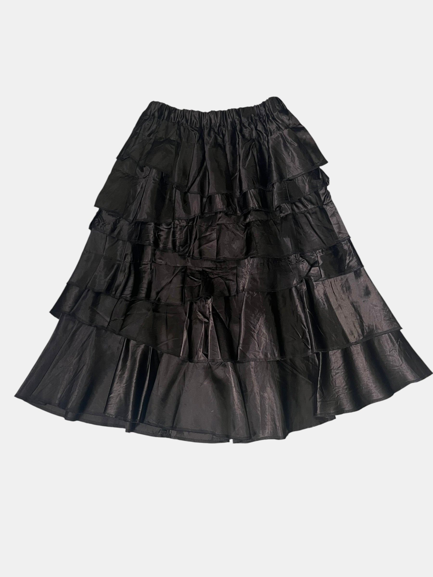 COMME des GARCONS Glossy Satin Heavy-Ruffle Tiered Maxi Skirt