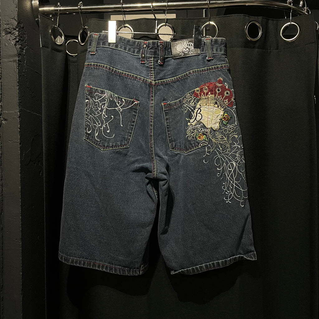 Brooklyn Xpress クラウン刺繍デニムショーツ