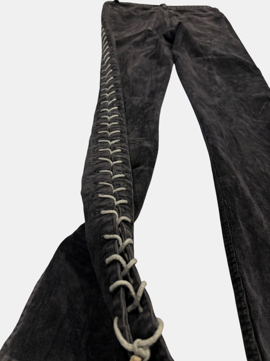 Full Side Lace-Up Black Flared Jeans