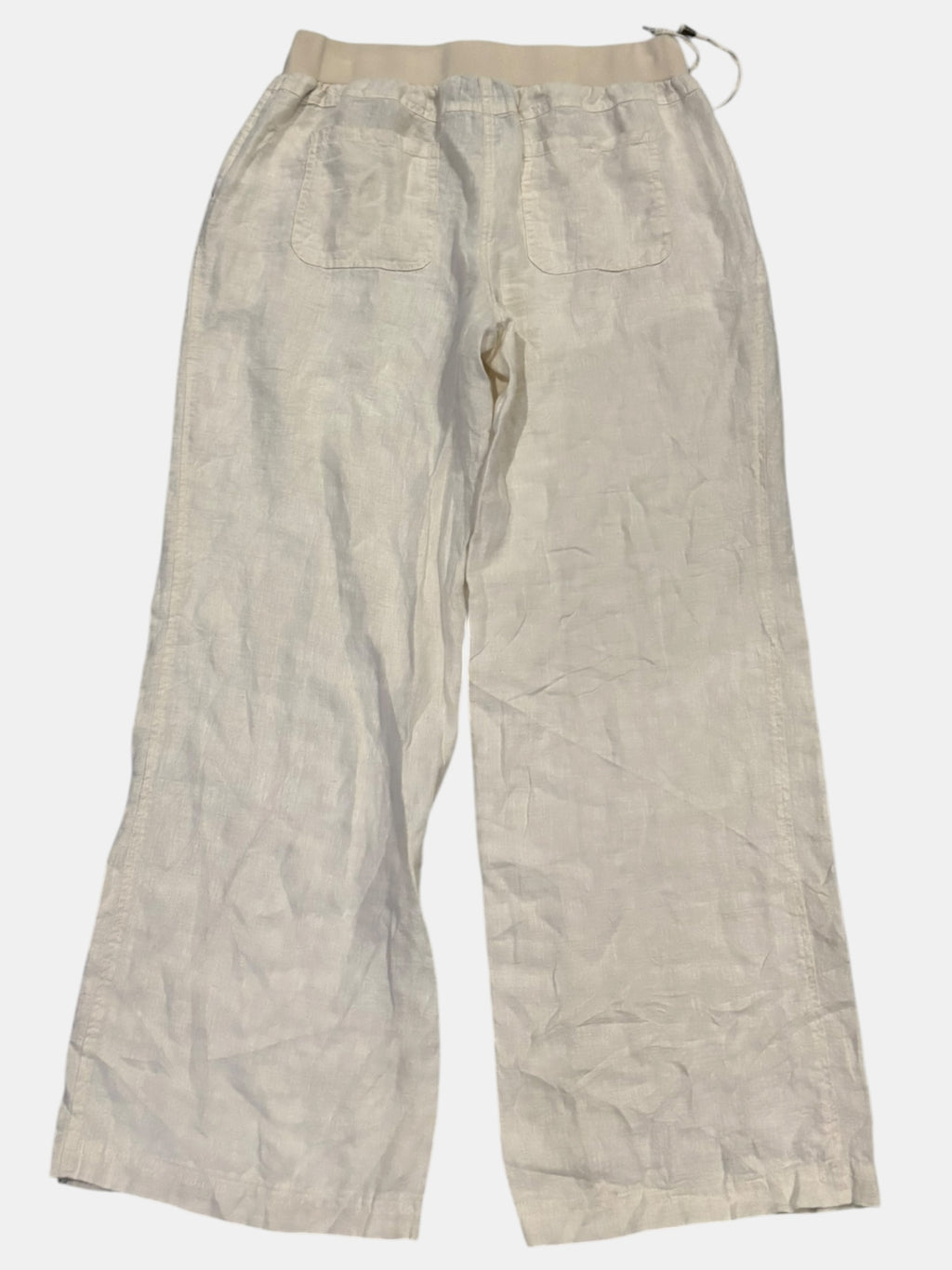 Off-White Linen Wide Leg Drawstring Pants