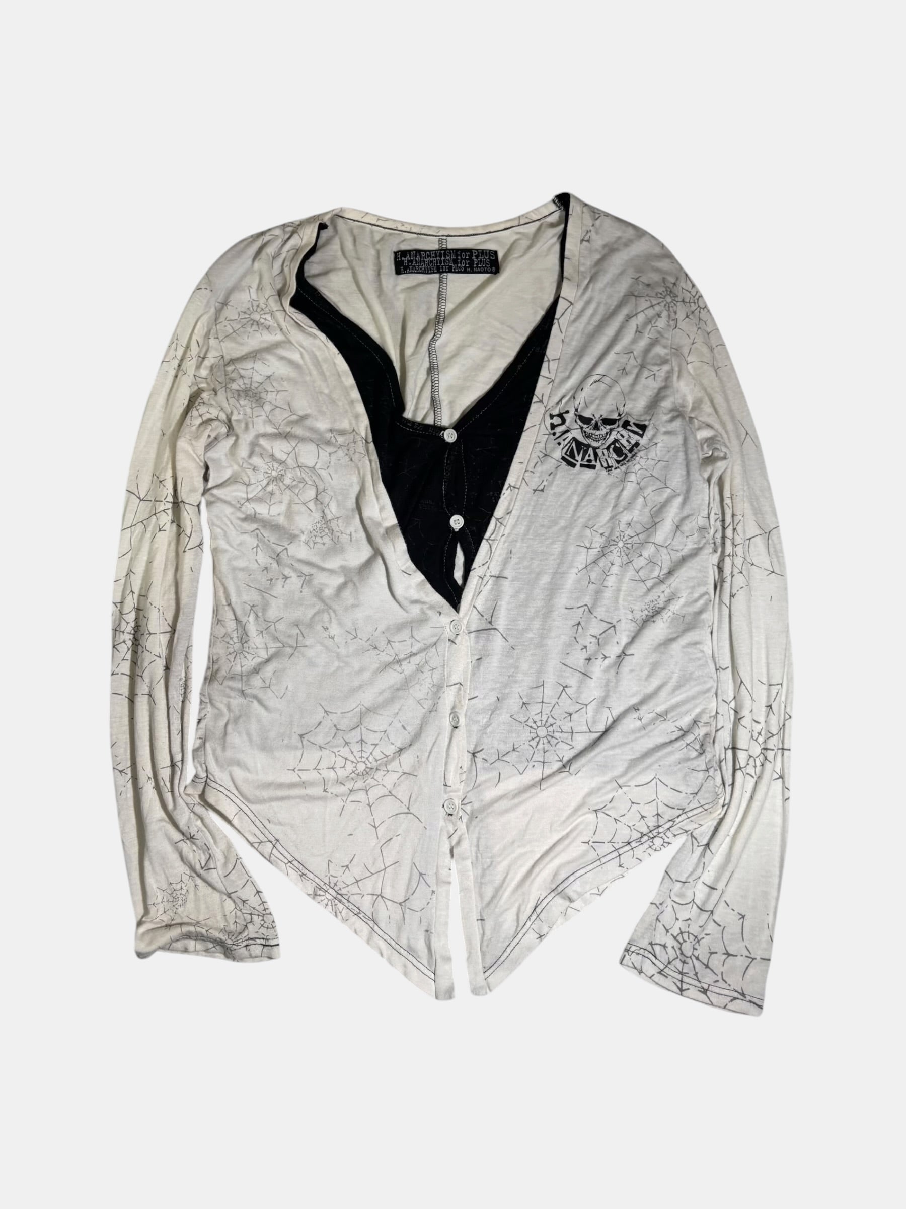 h.ANARCHY Spiderweb Print Layered Cardigan
