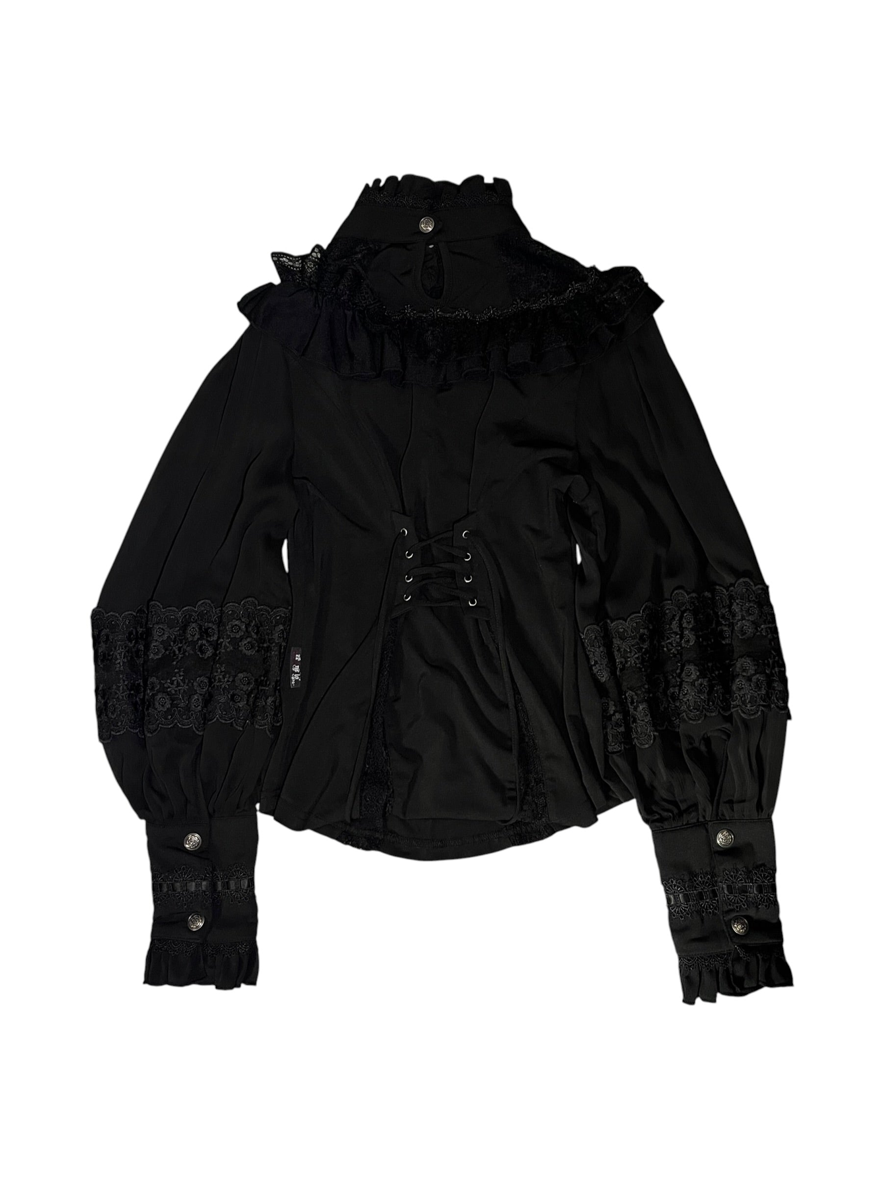 Ozz ANGELO Victorian Gothic Lace Ruffle Blouse