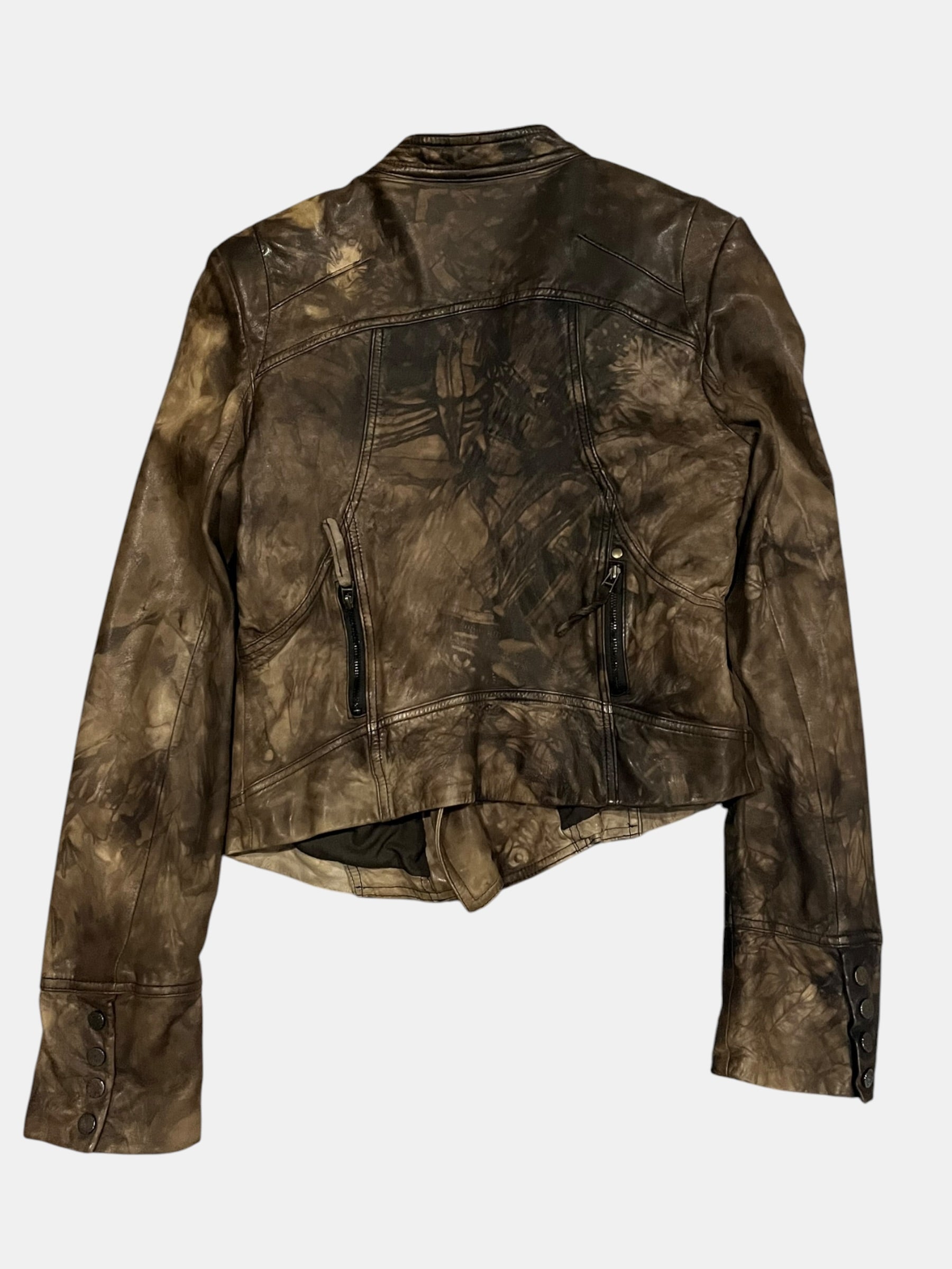 Archive Y2K Tie-Dye Smudged Leather Moto Jacket
