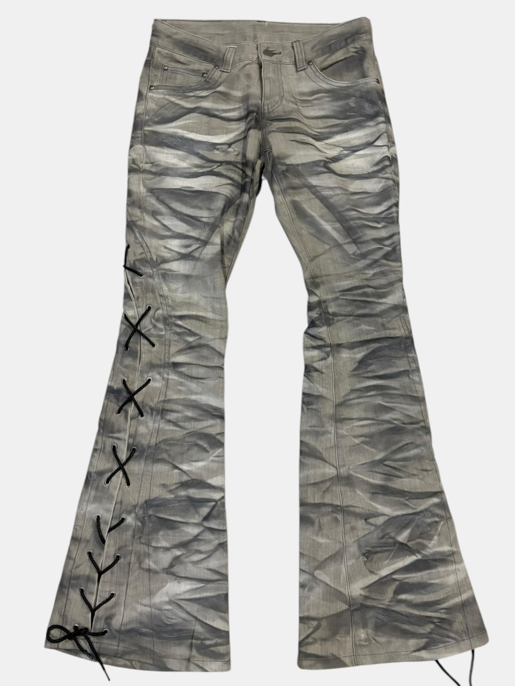 Tornado Mart Side Lace-Up Flared Denim Jeans