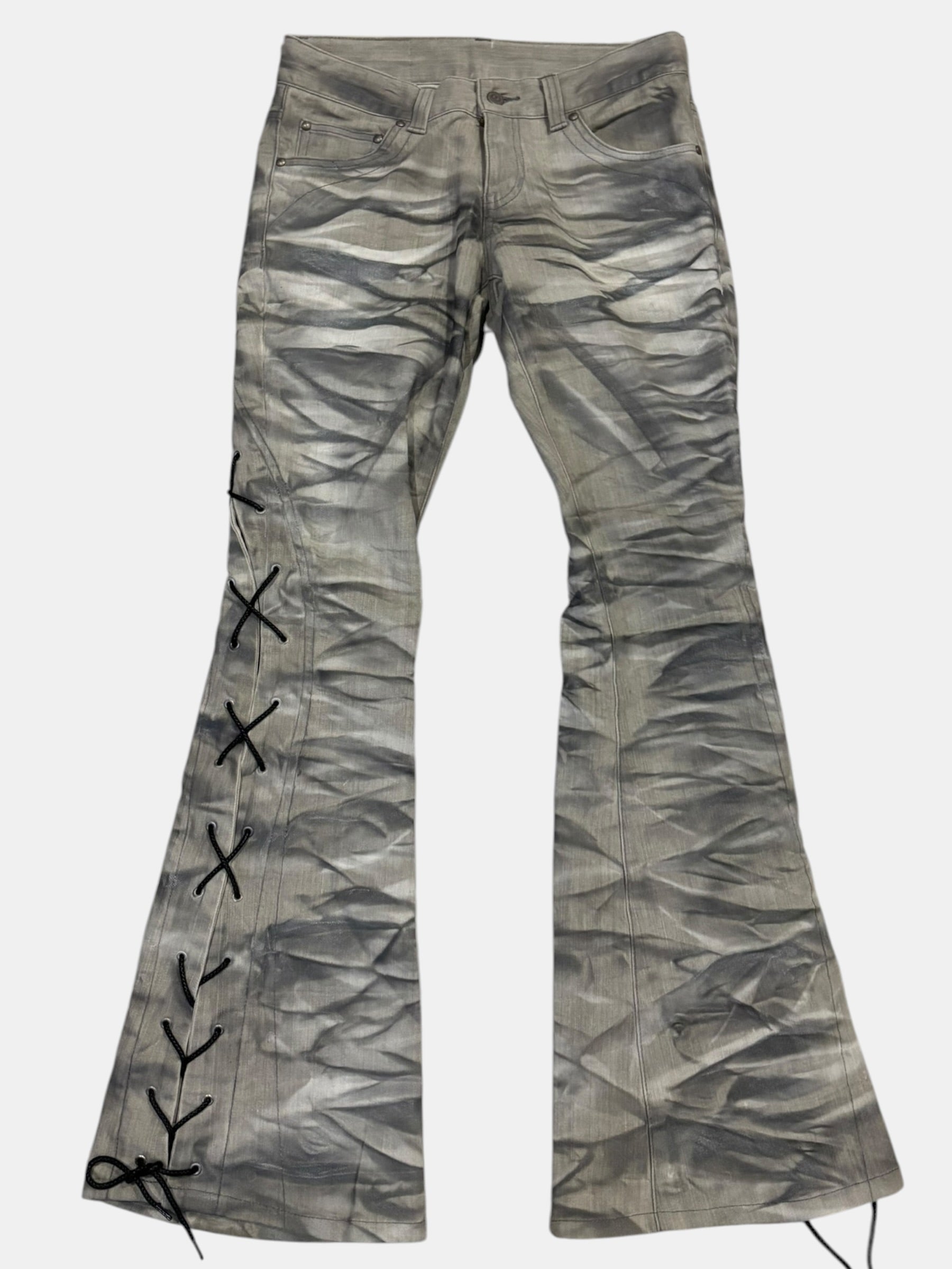 Tornado Mart Side Lace-Up Flared Denim Jeans