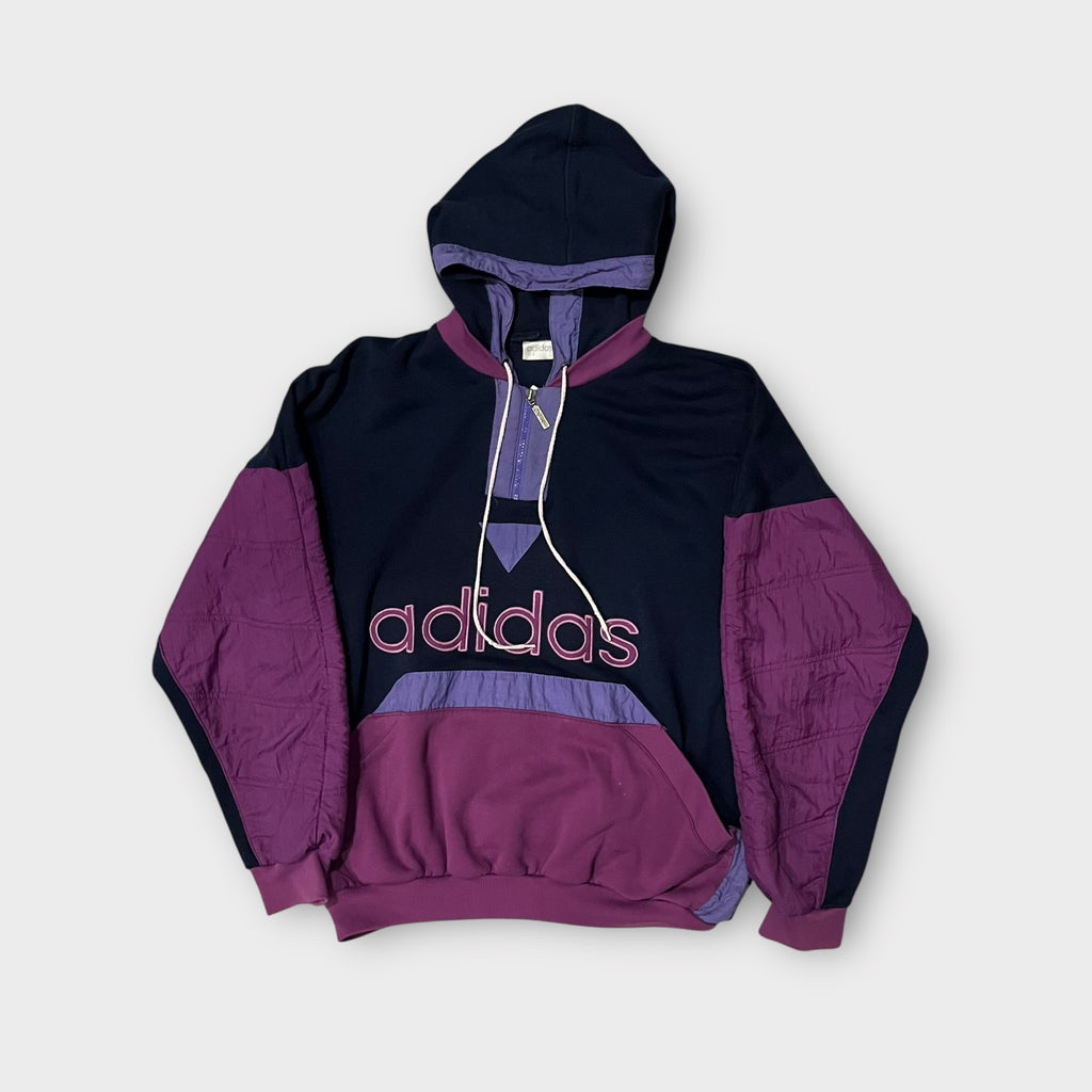 80s-90s adidas ナイロン切り替え ハーフジップ フーディ