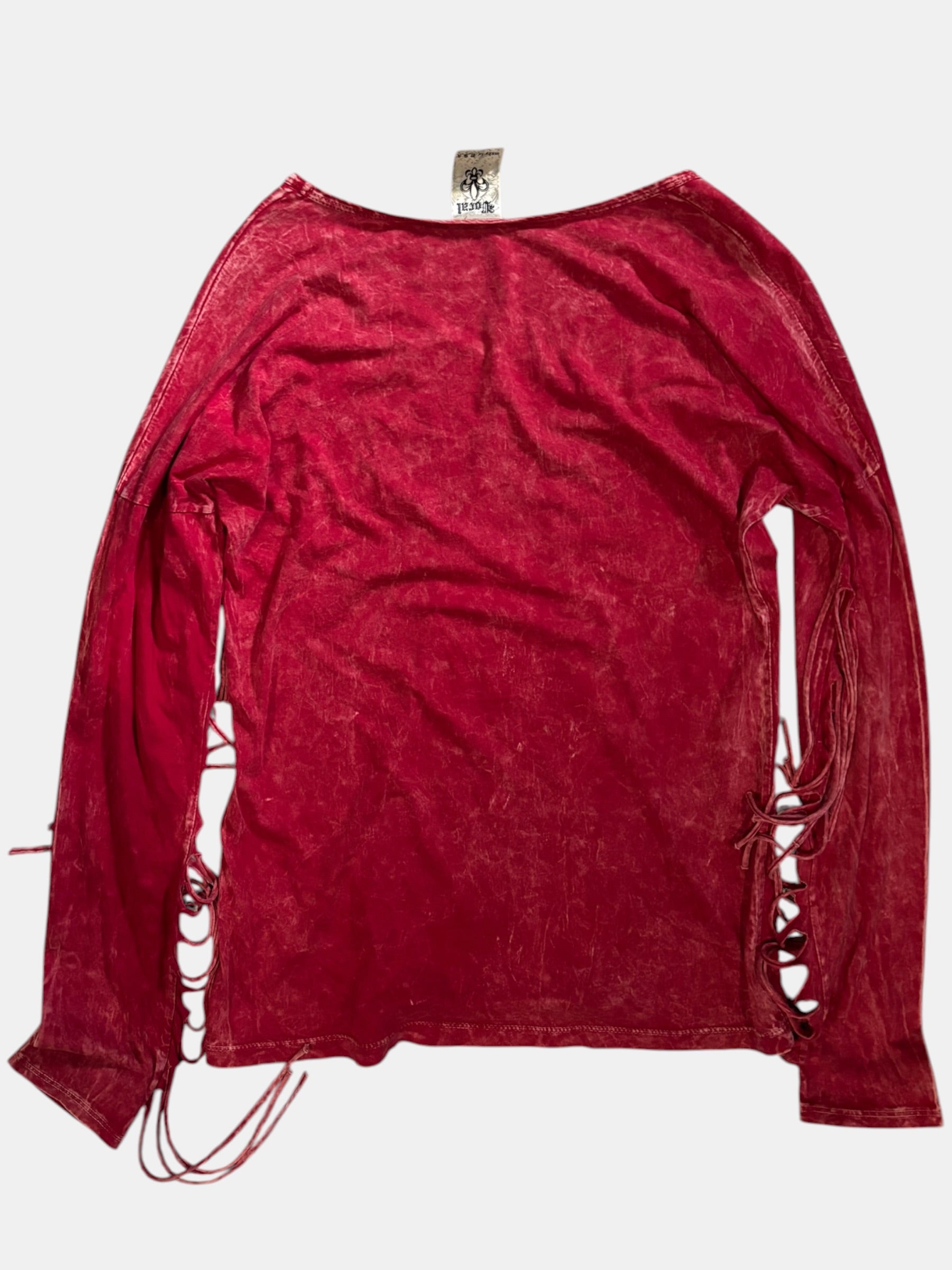 Vocal Y2K Rhinestone Cow Skull Lace-Up Long Sleeve