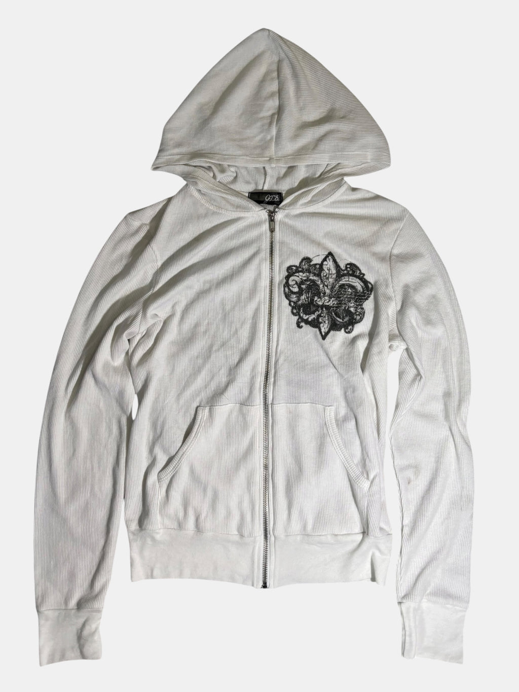 Y2K Fleur-de-Lis Thermal Zip-Up Hoodie