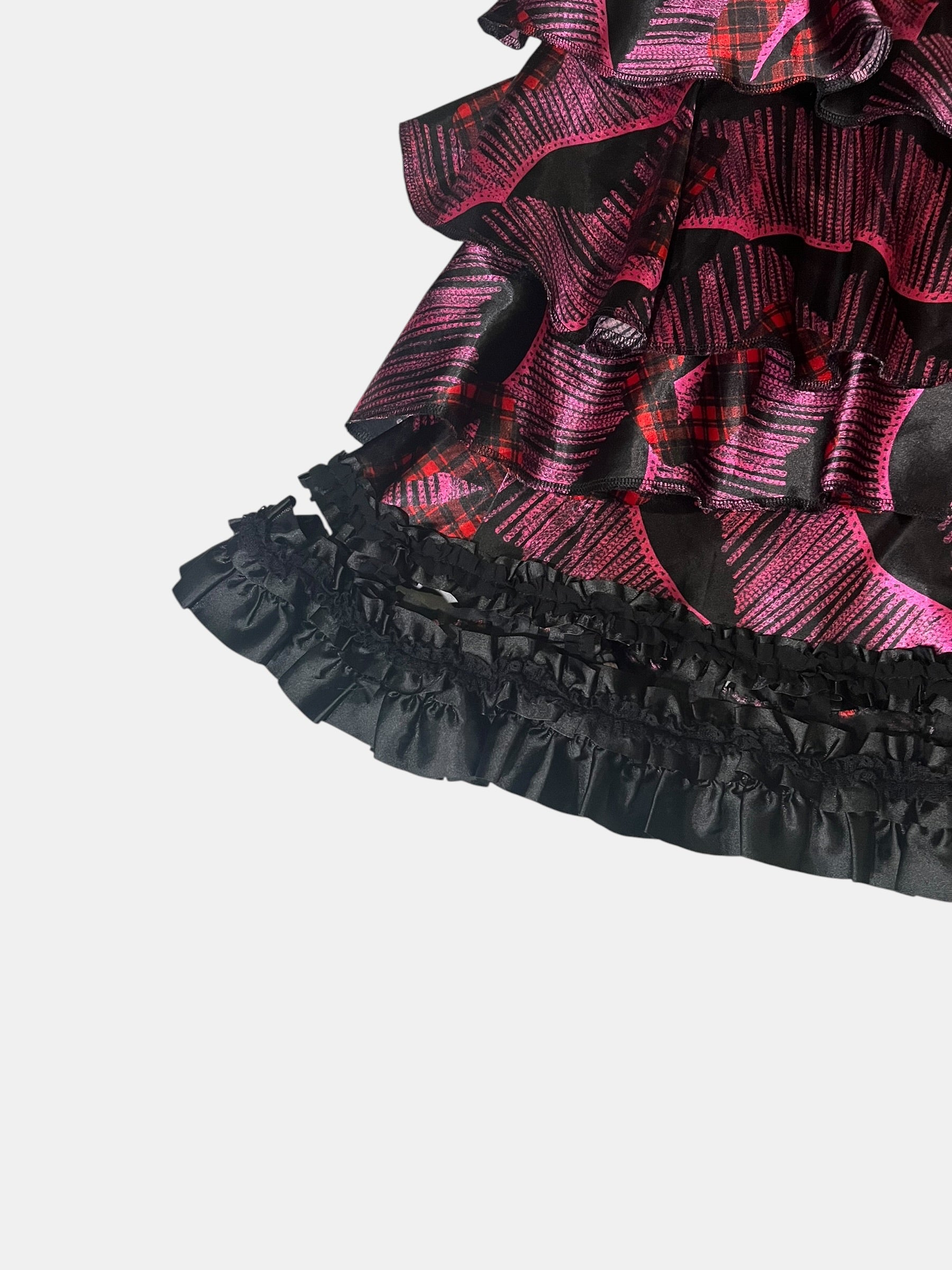 COMME des GARCONS Pink x Black Tiered Voluminous Mini Skirt
