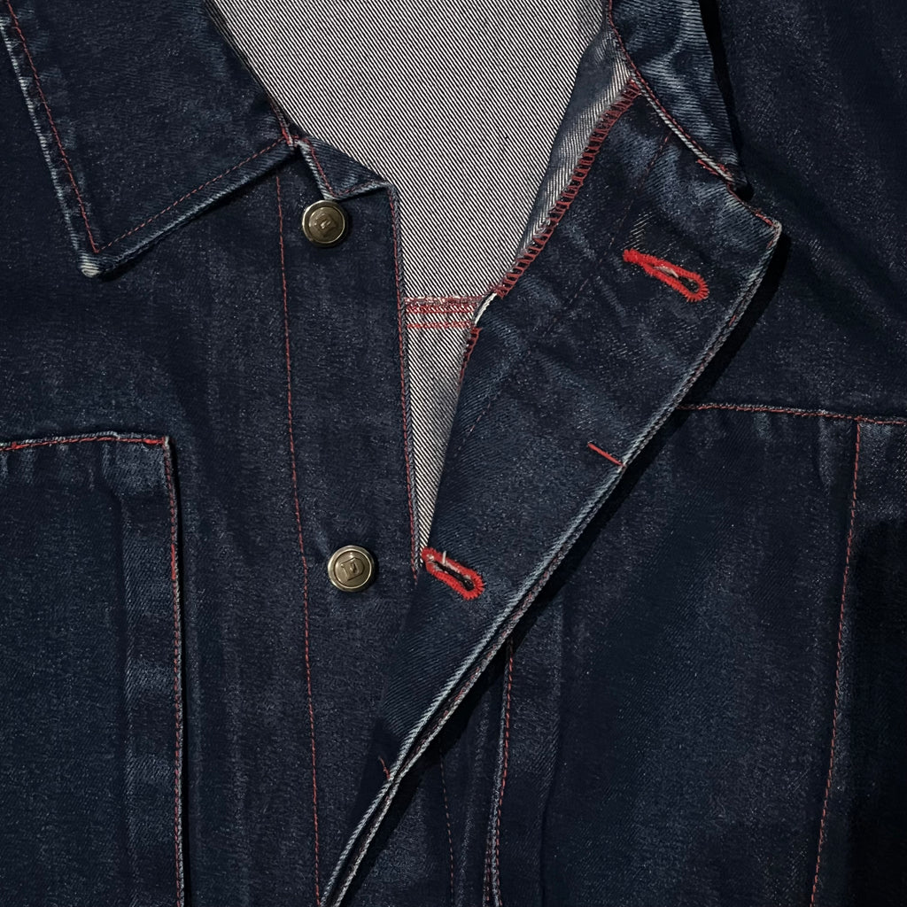 デニム デザイン カバーオール 赤ステッチ XXL