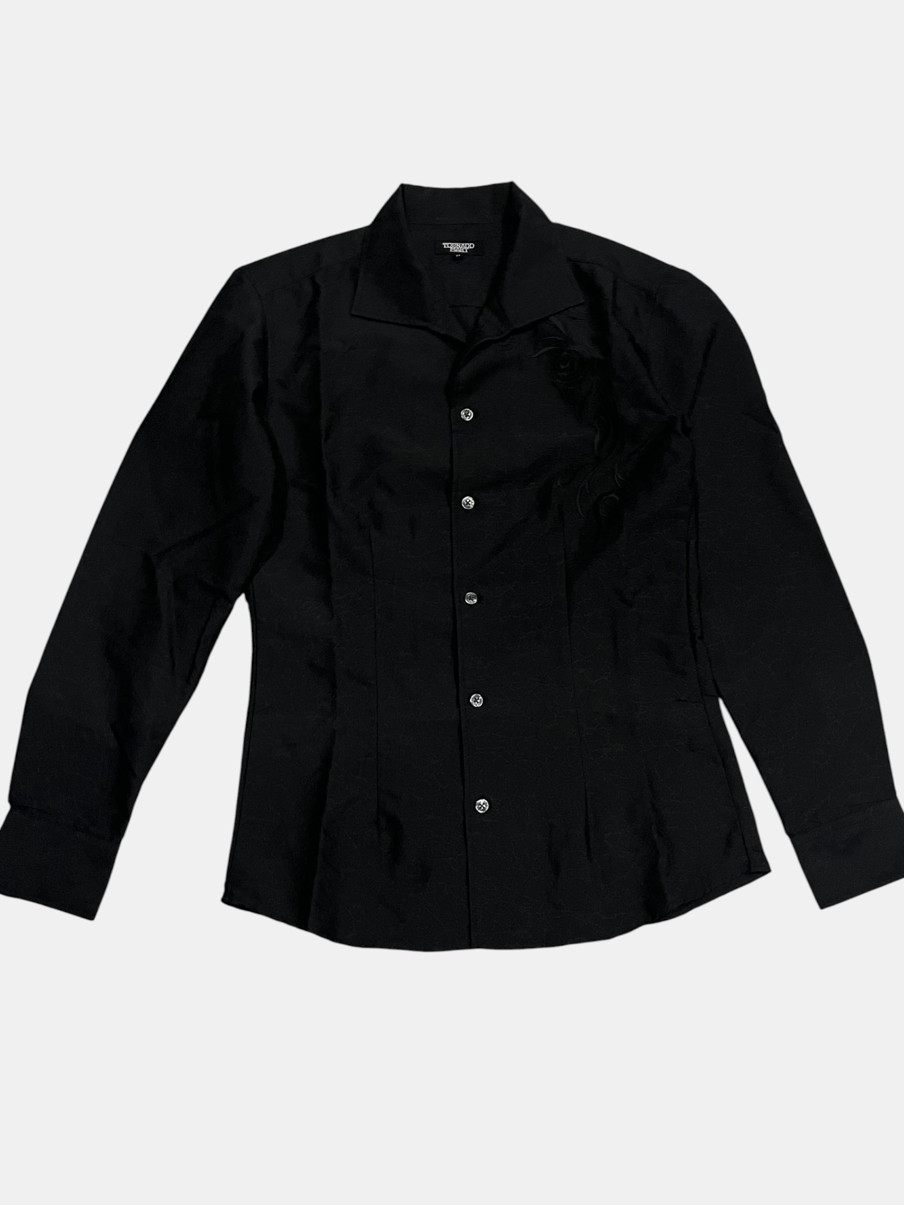 TORNADO MART Black Embroidered Shirt