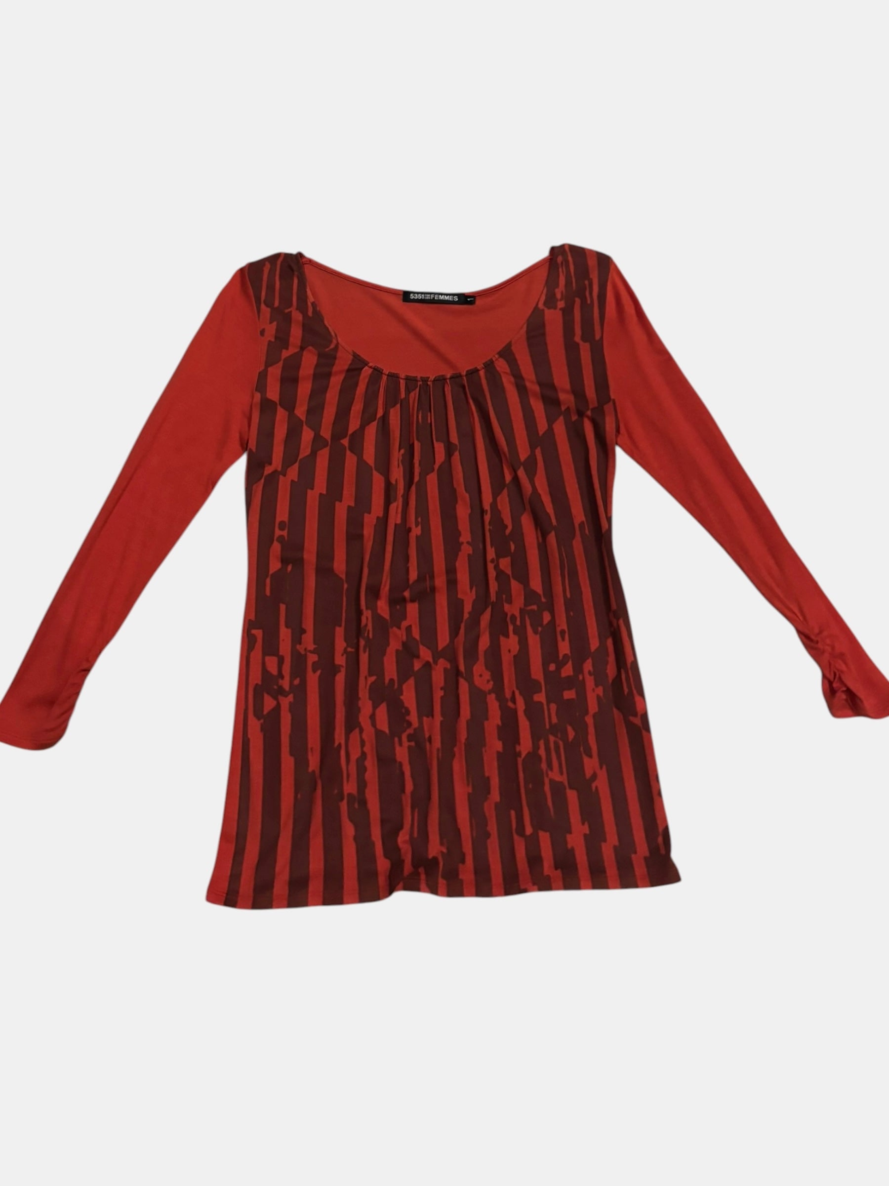 5351 Red/Brown Abstract Top