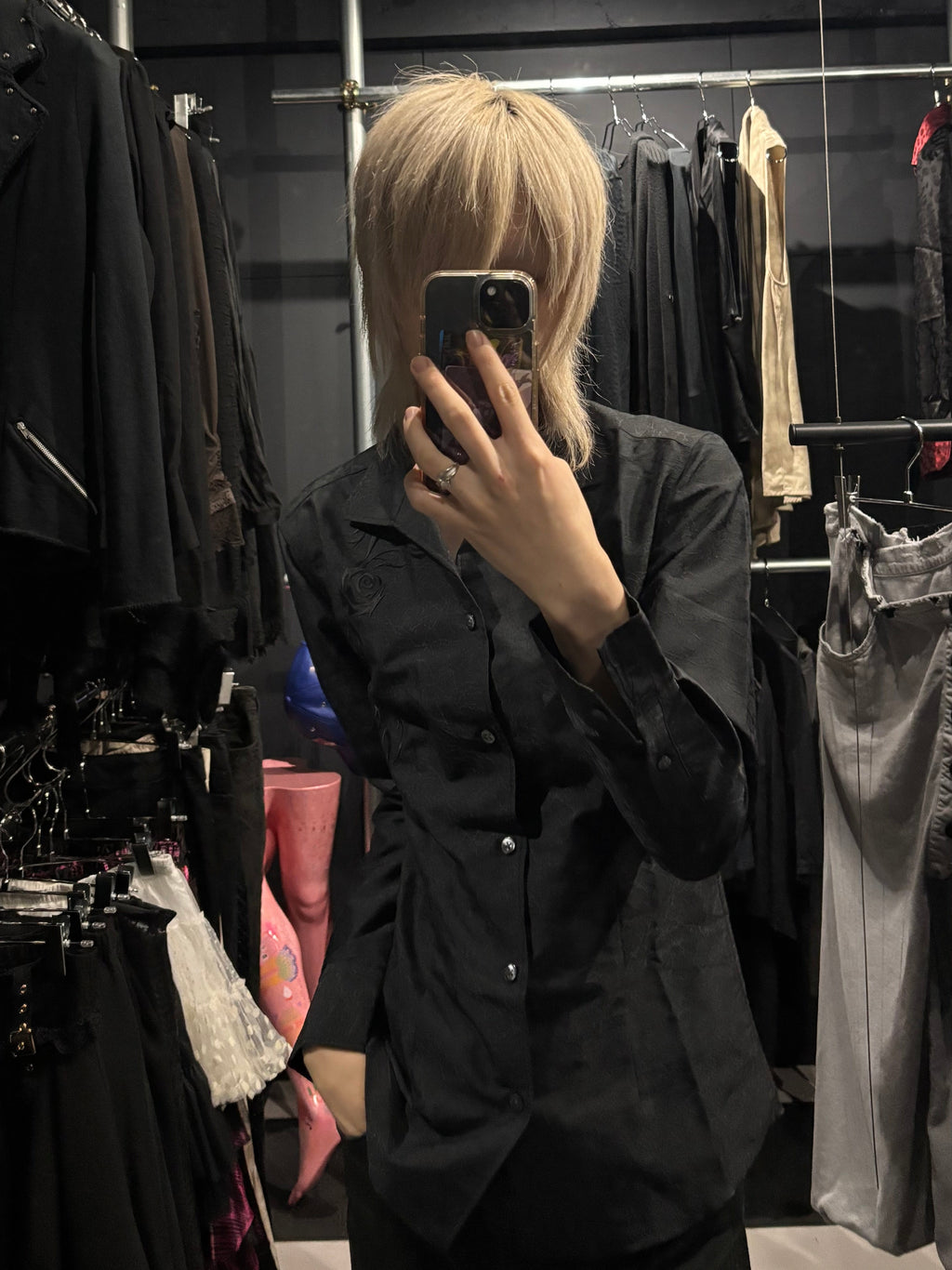 TORNADO MART Black Embroidered Shirt