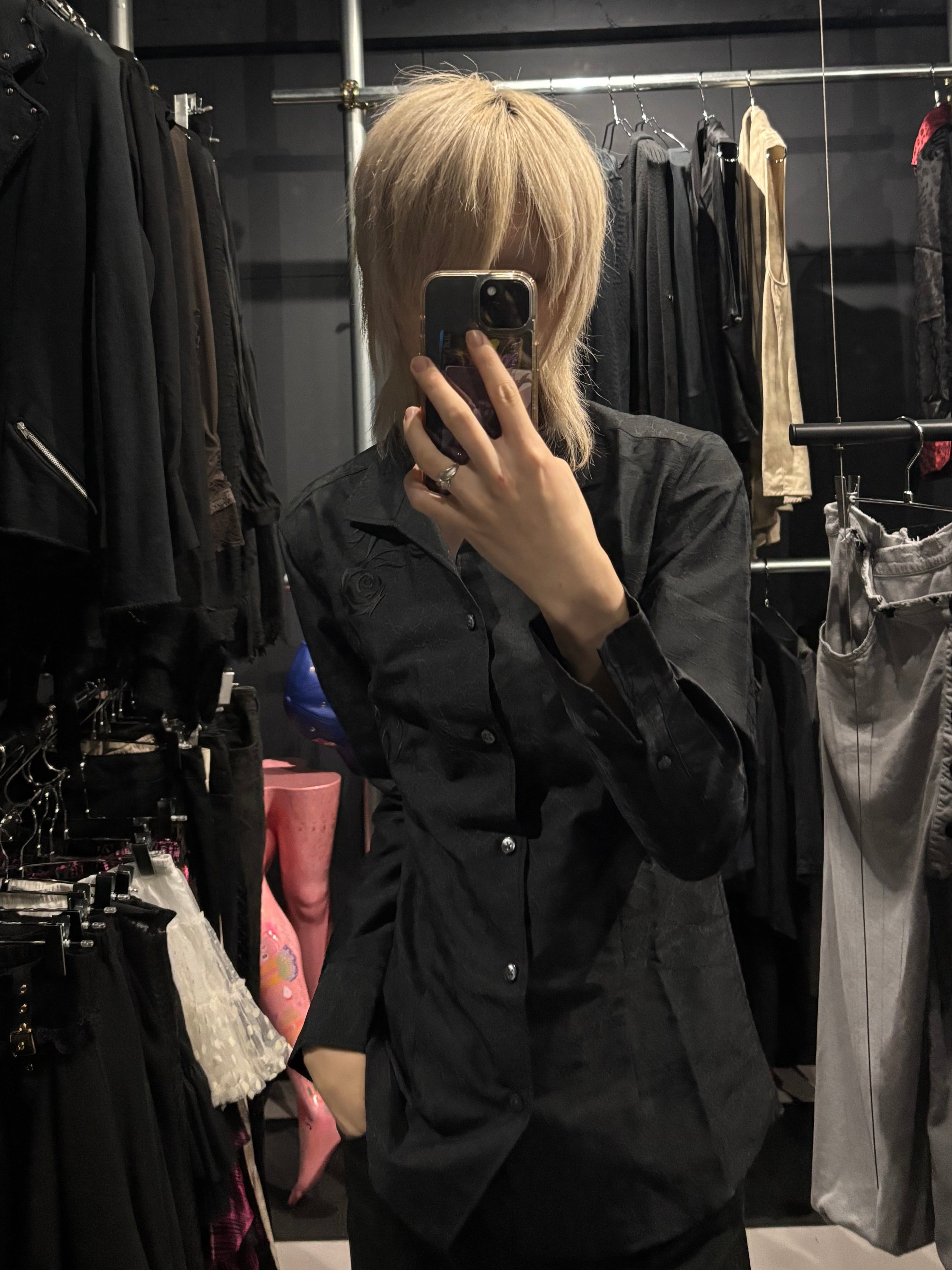 TORNADO MART Black Embroidered Shirt