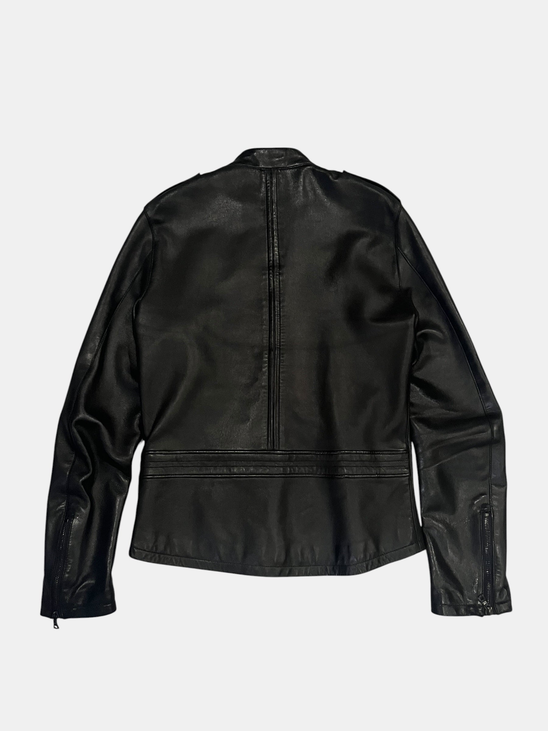 FACTOTUM Faux Leather V-Neck Racer Jacket