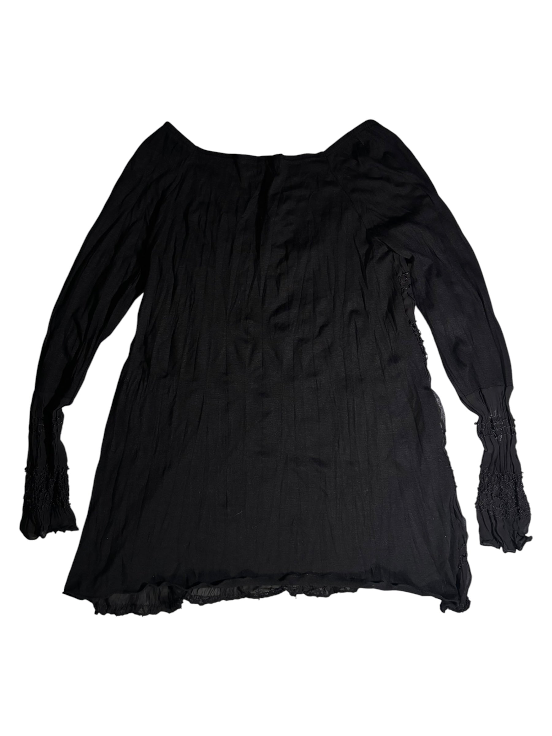 Algonquins Gothic Lace Trim Crinkled Dress