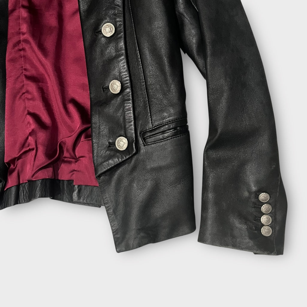 Double-Breasted Leather Napoleon Jacket