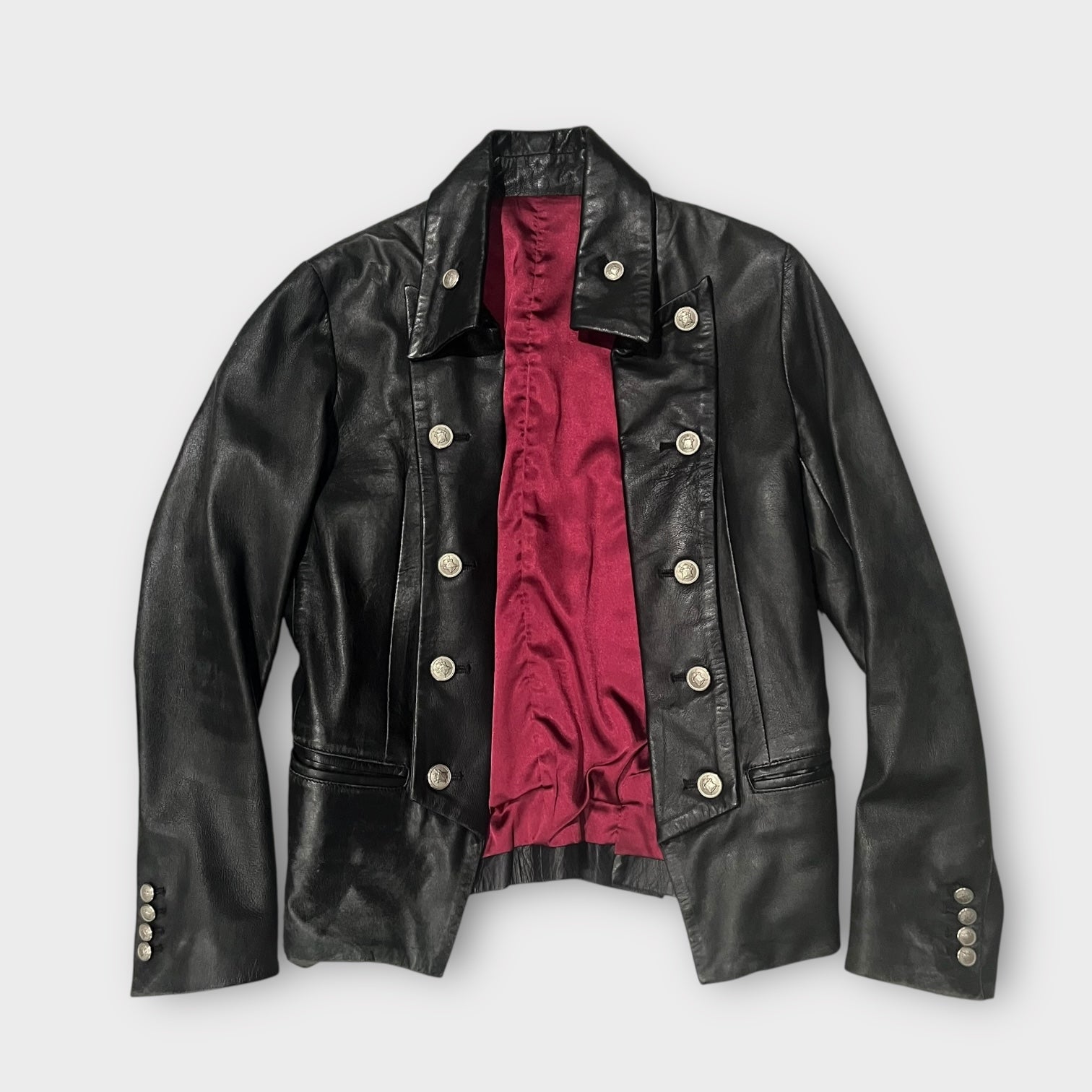 Double-Breasted Leather Napoleon Jacket