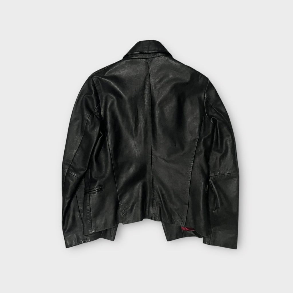 Double-Breasted Leather Napoleon Jacket