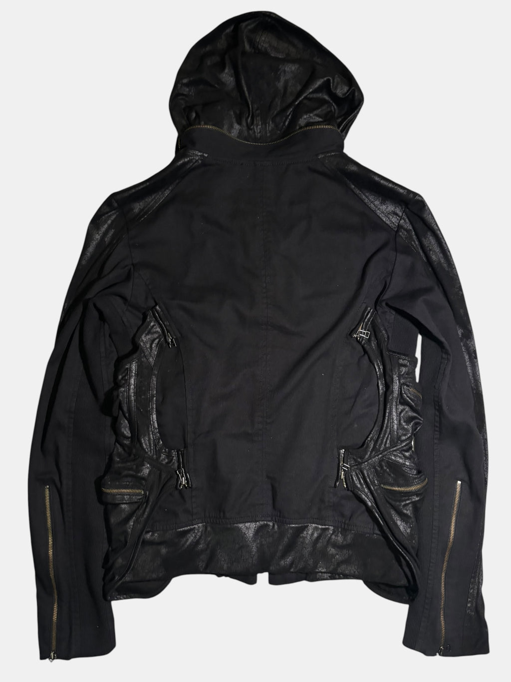 14th Addiction Hybrid Leather Multi-Zip Cargo Jacket