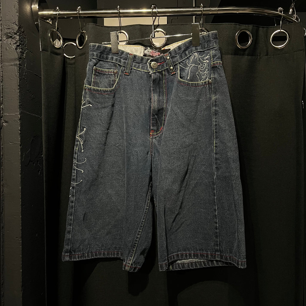 Brooklyn Xpress クラウン刺繍デニムショーツ