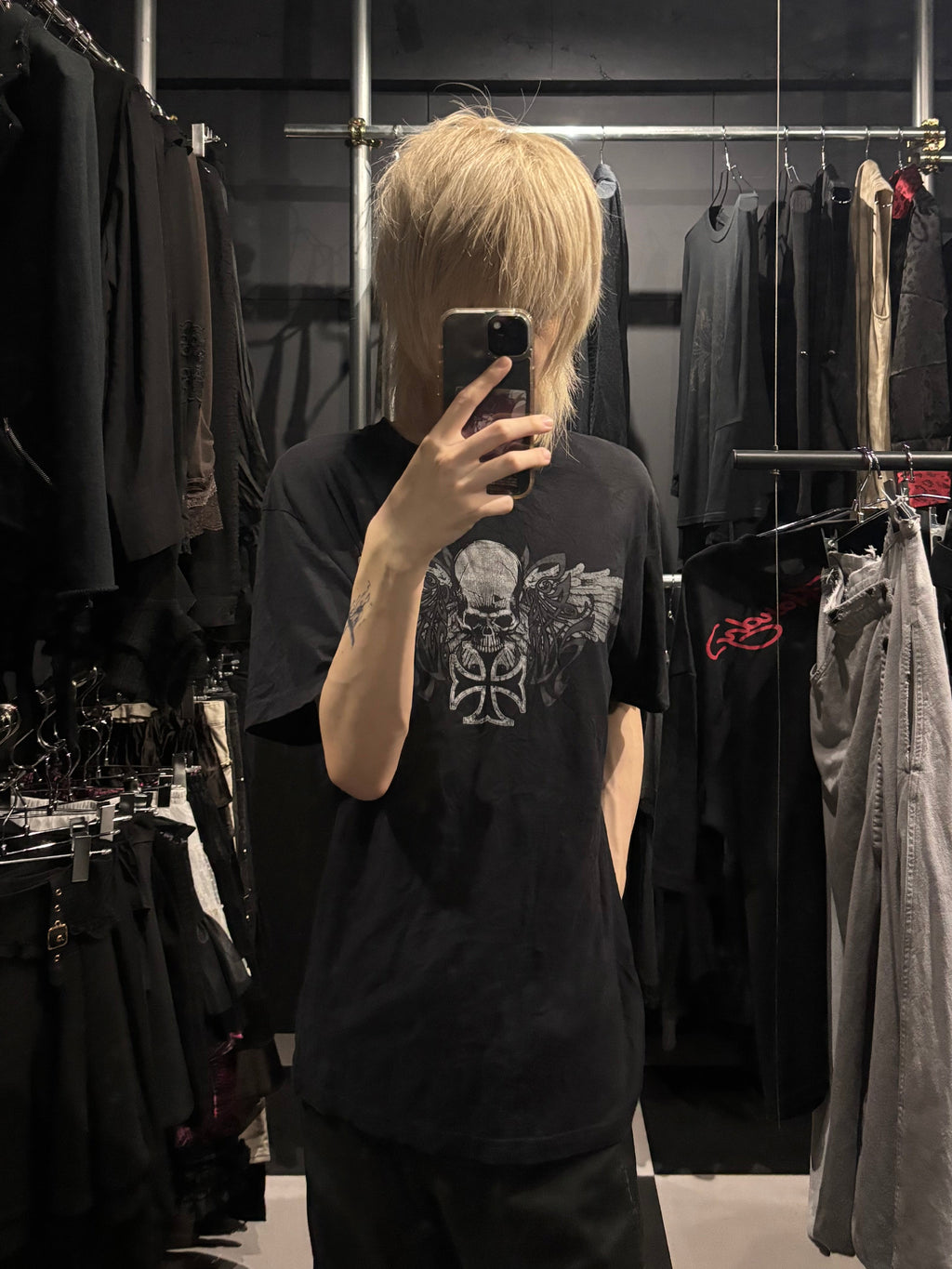 Y2K Grunge Skull & Cross Graphic Tee Black