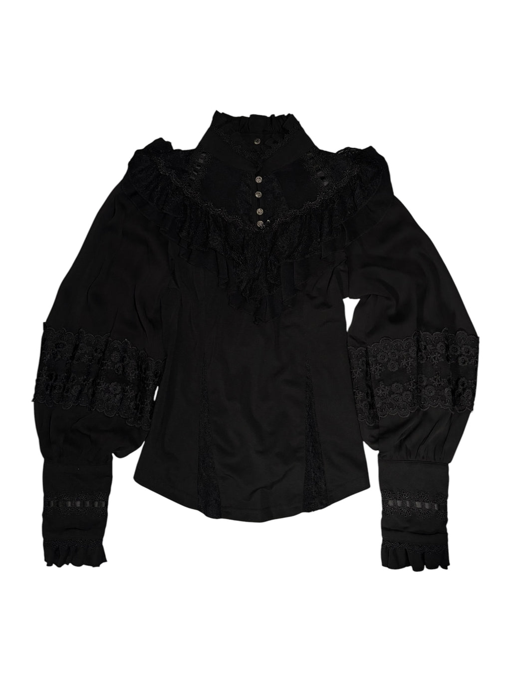 Ozz ANGELO Victorian Gothic Lace Ruffle Blouse