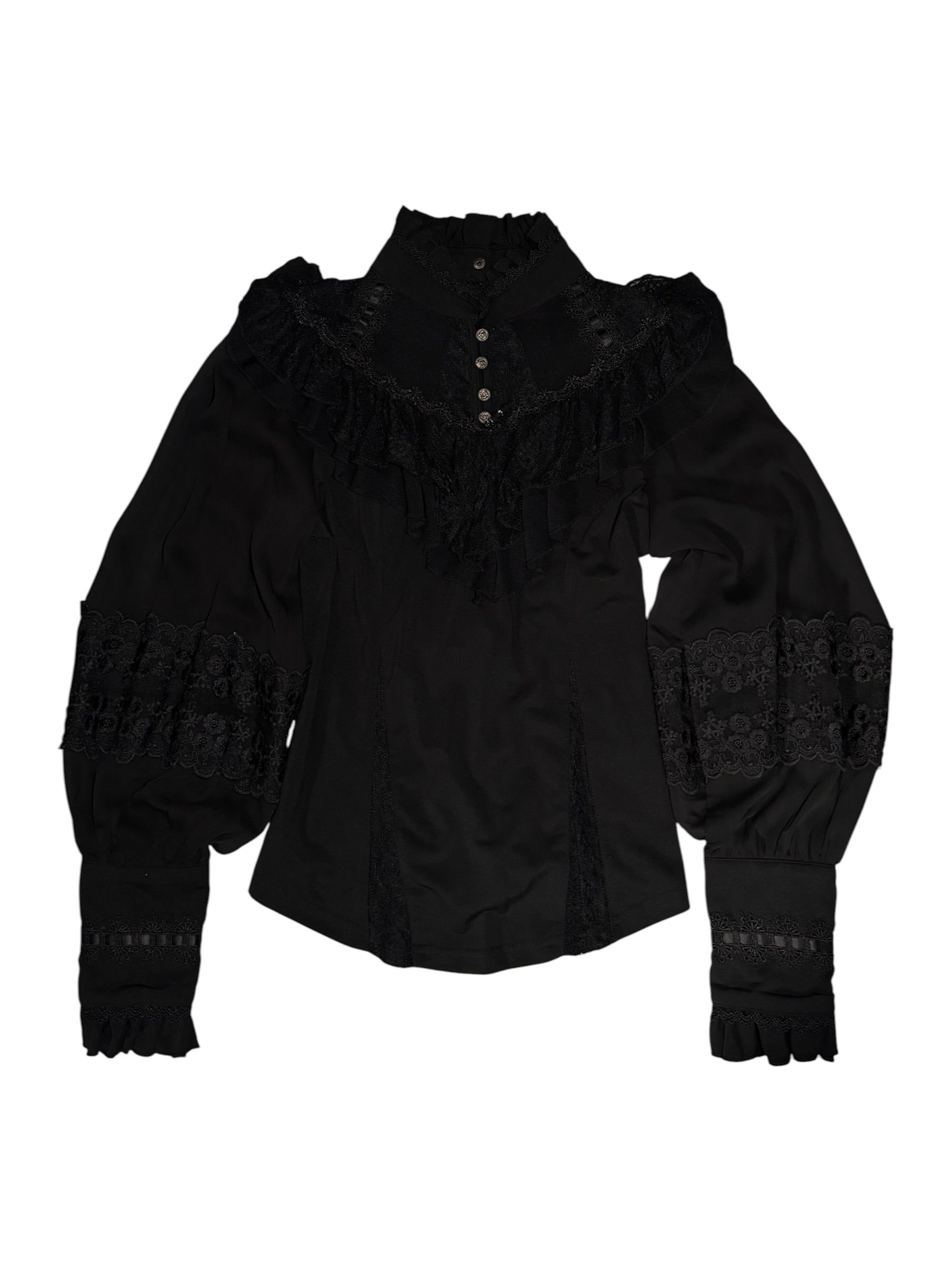 Ozz ANGELO Victorian Gothic Lace Ruffle Blouse
