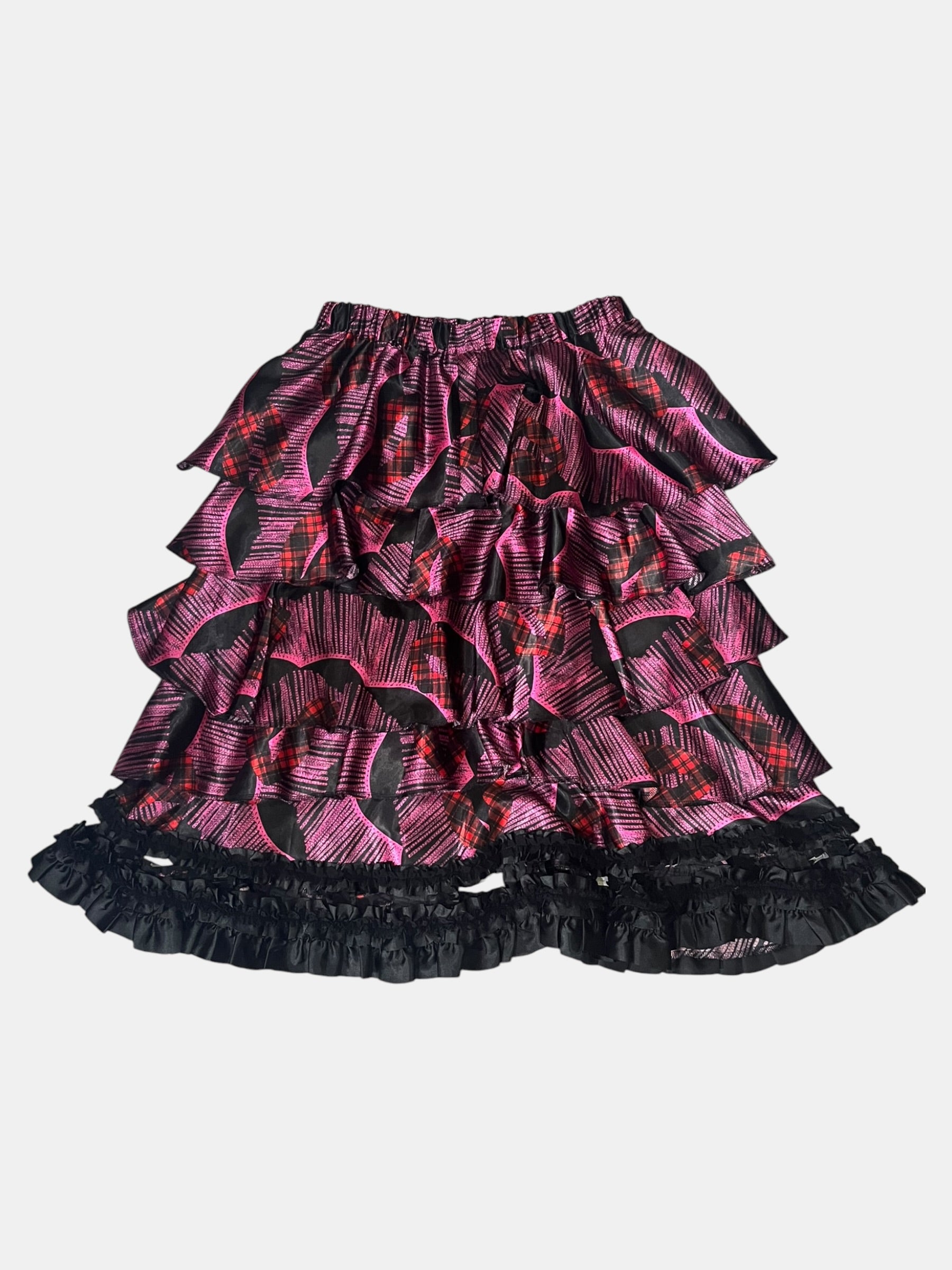 COMME des GARCONS Pink x Black Tiered Voluminous Mini Skirt
