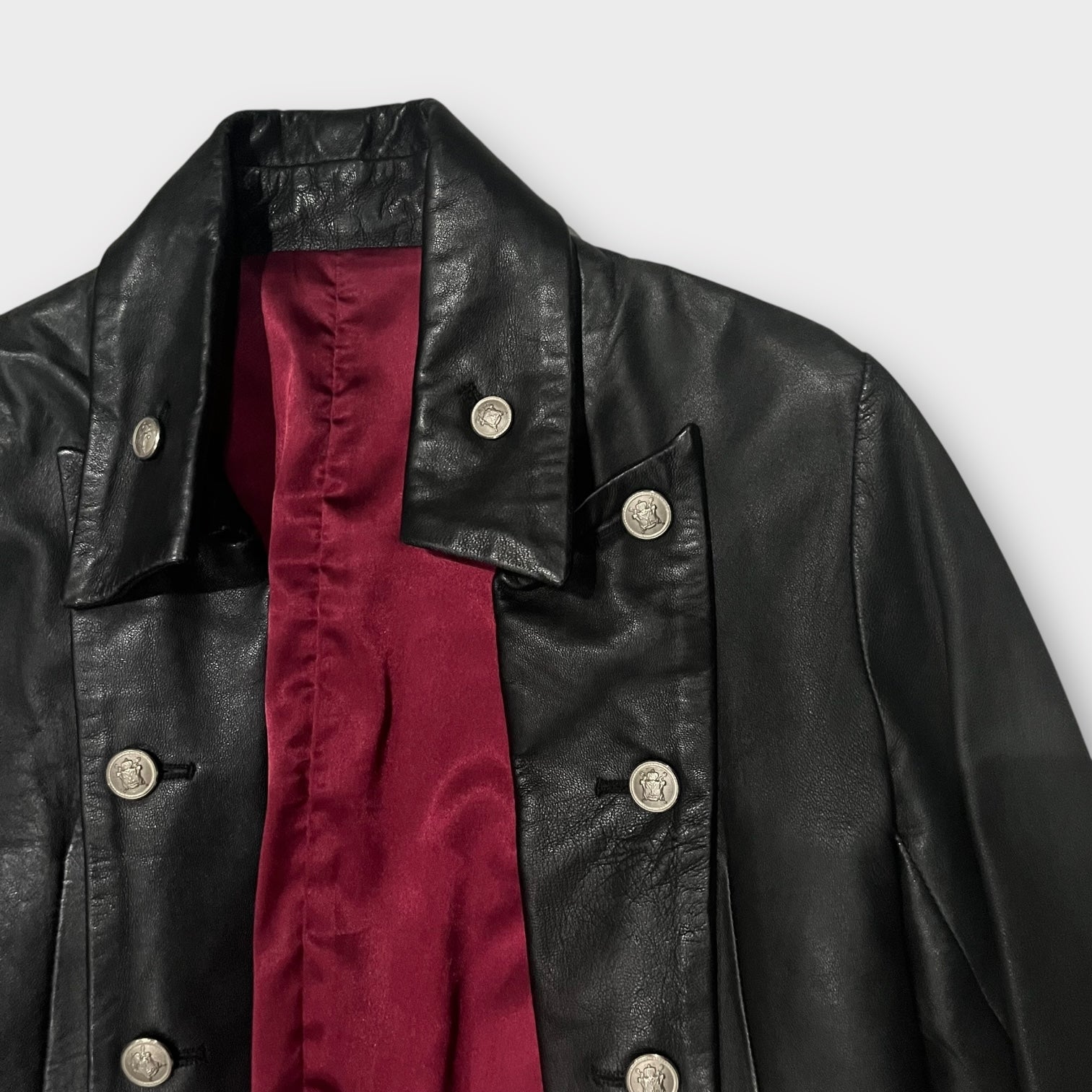 Double-Breasted Leather Napoleon Jacket