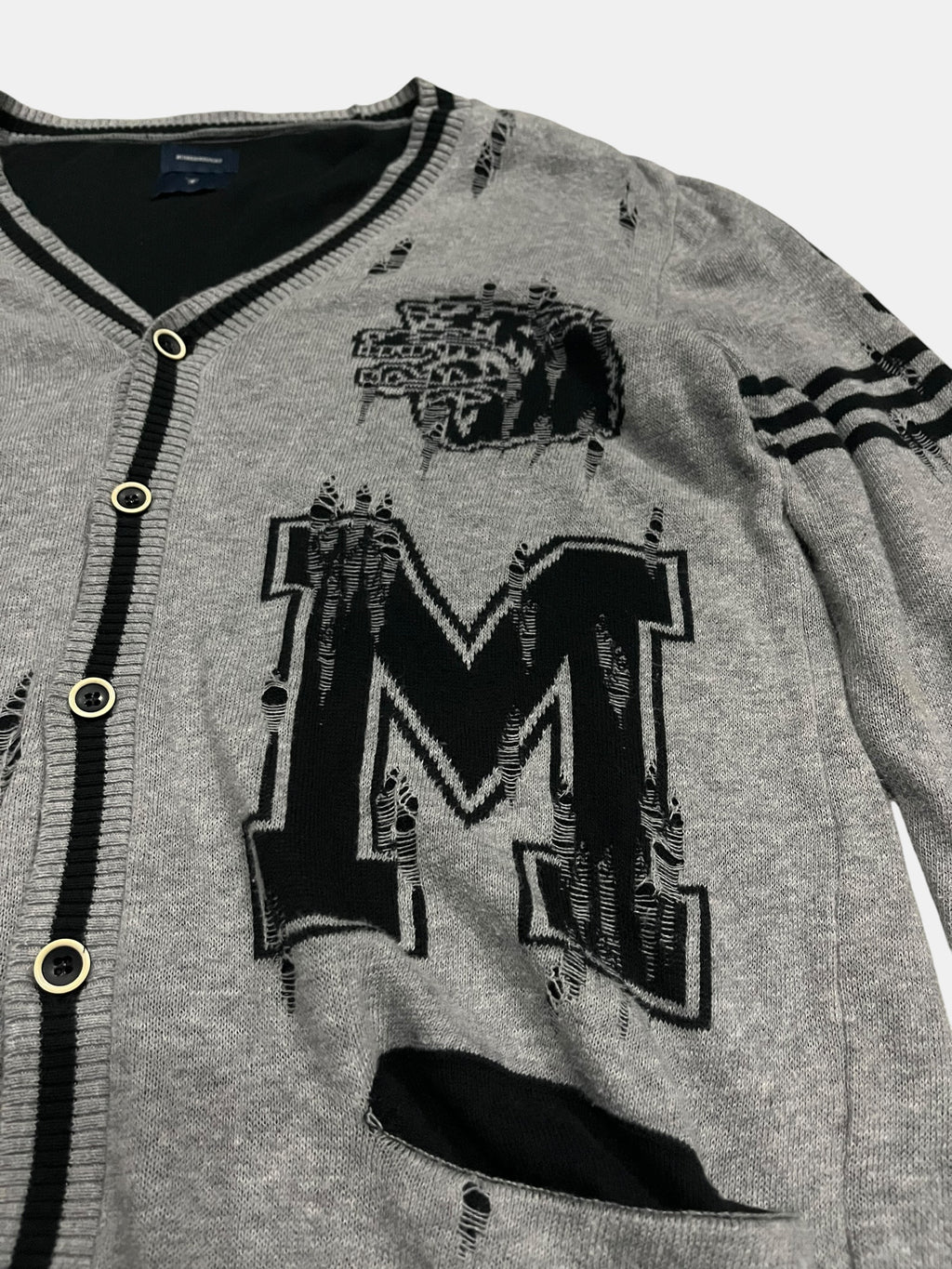 MIHARA YASUHIRO Grey Distressed Cardigan