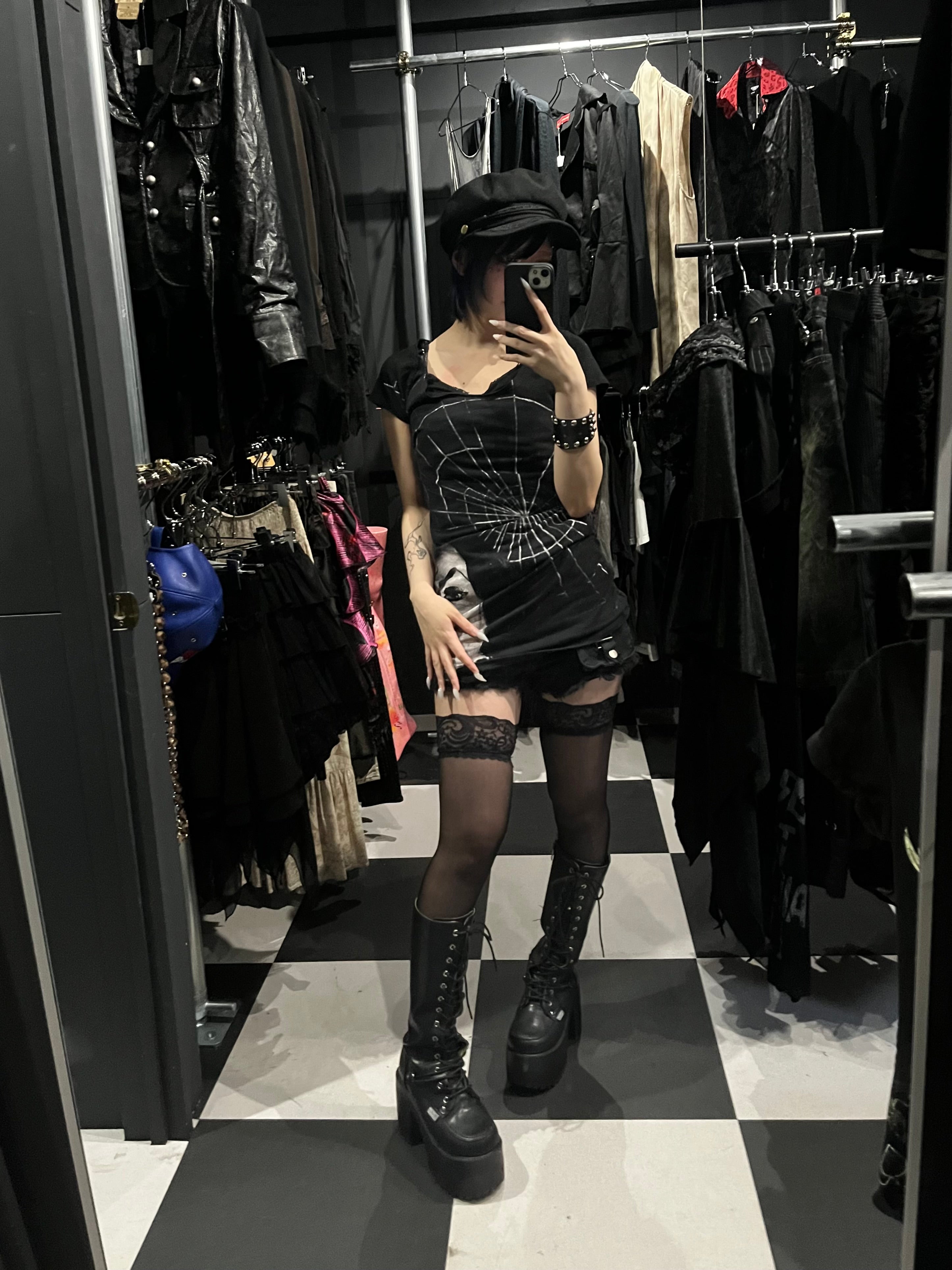 00s Gothic "VAMPIRA" Spider-Net Dress