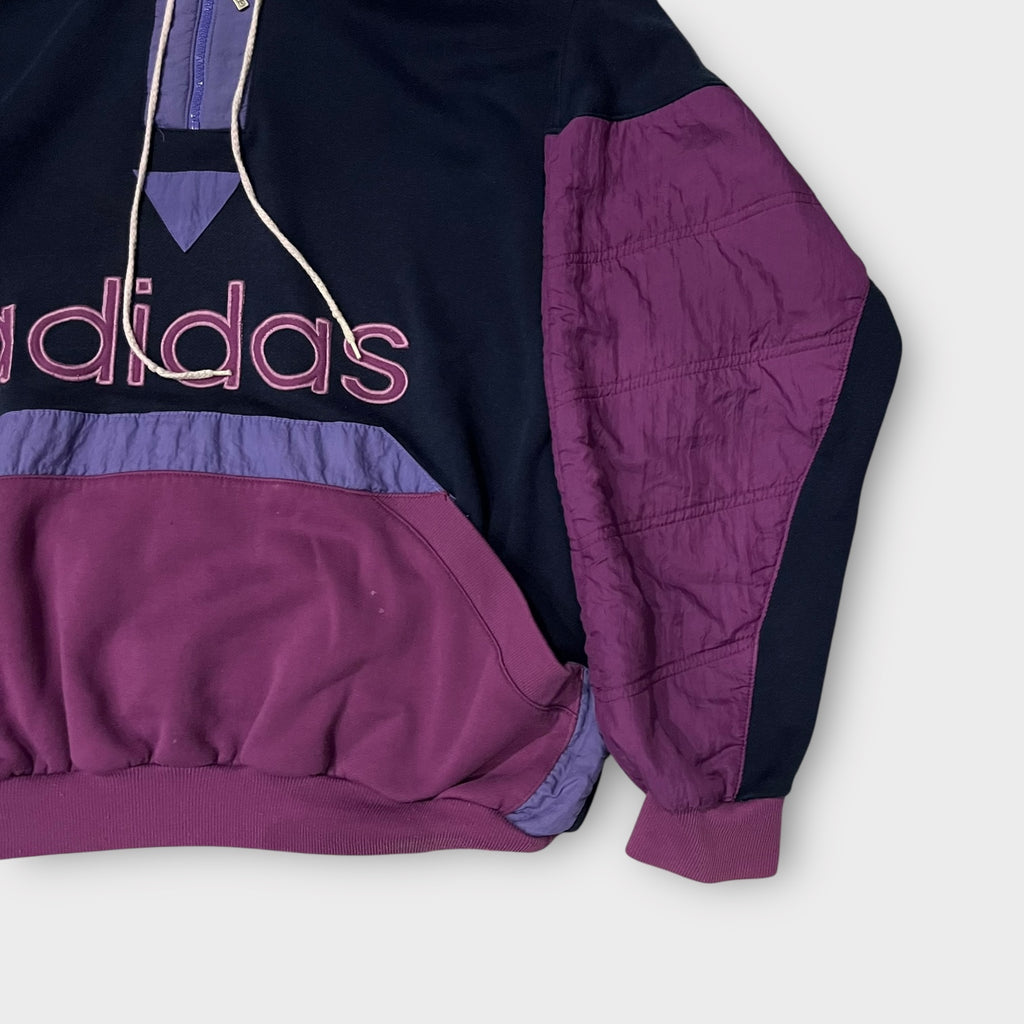 80s-90s adidas ナイロン切り替え ハーフジップ フーディ