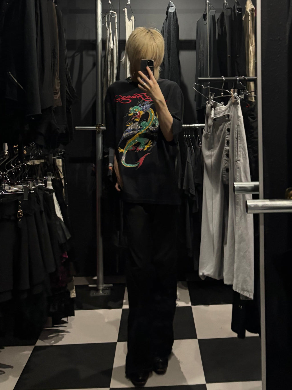 Ed Hardy Dragon Rhinestones Graphic T-Shirt Black