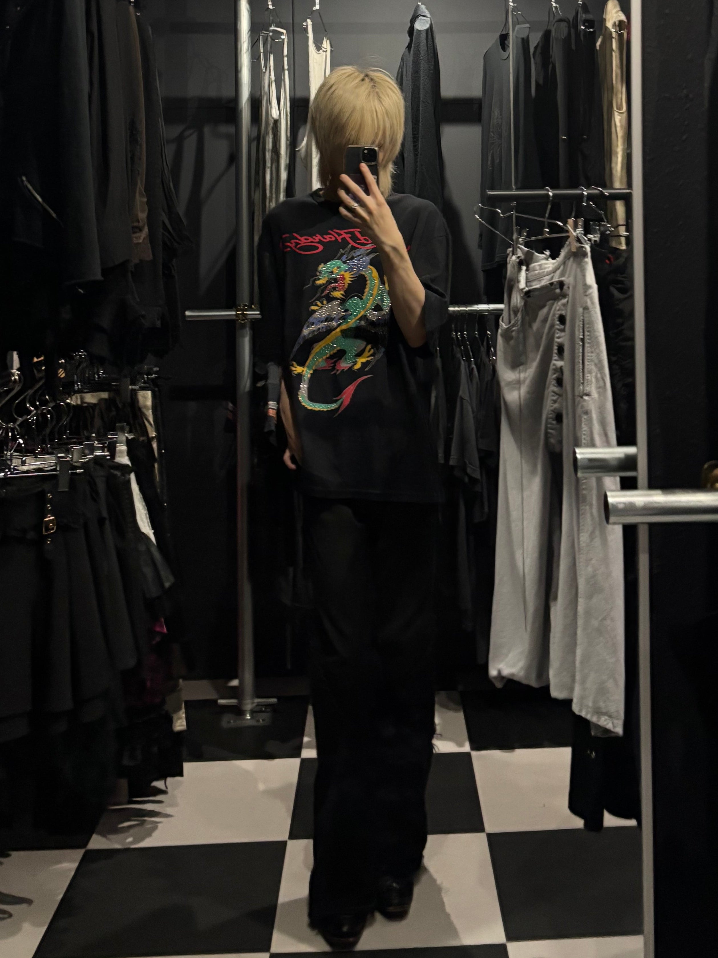 Ed Hardy Dragon Rhinestones Graphic T-Shirt Black