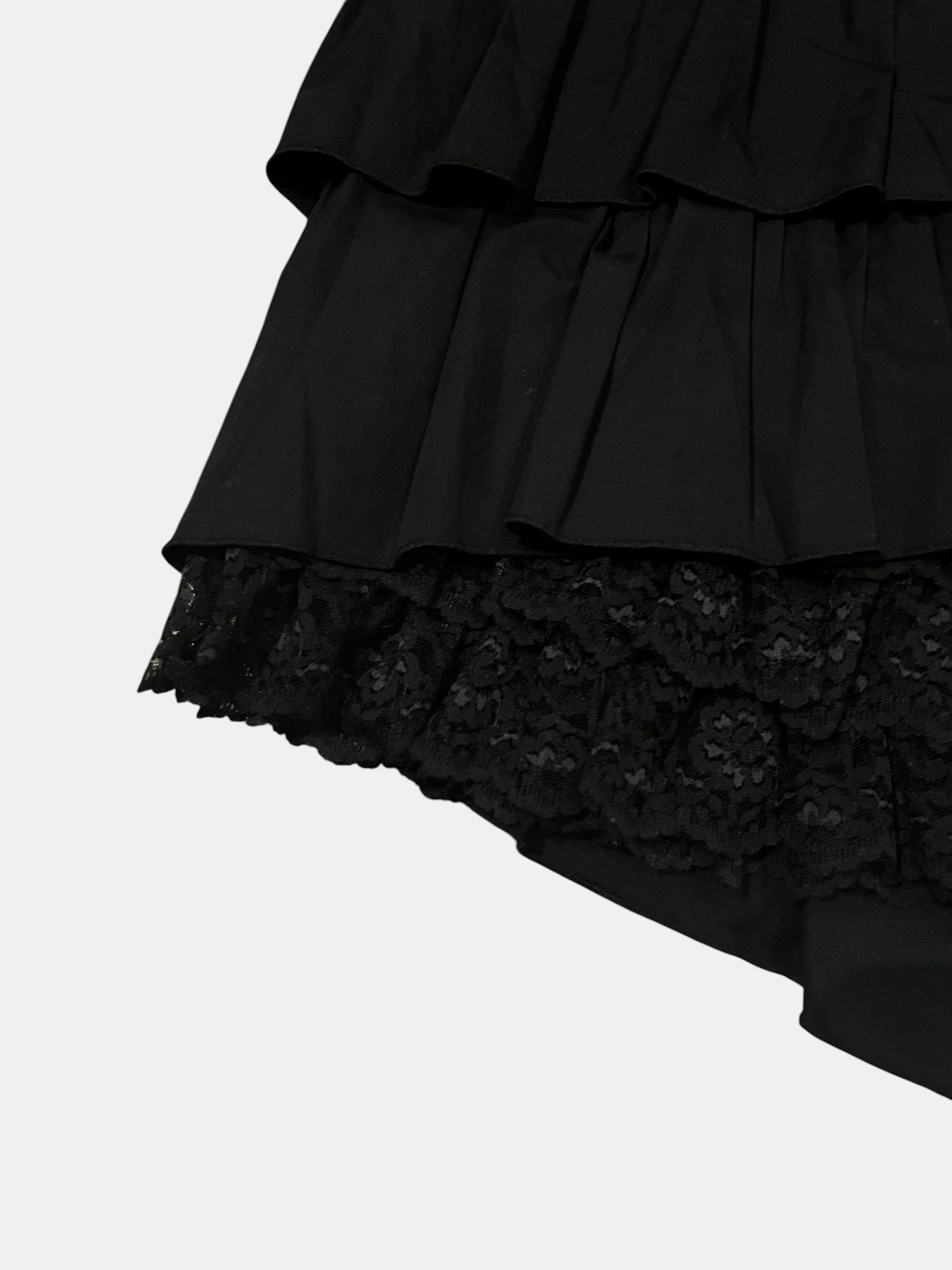 BLACK PEACE NOW Tiered Gothic High-Low Skirt