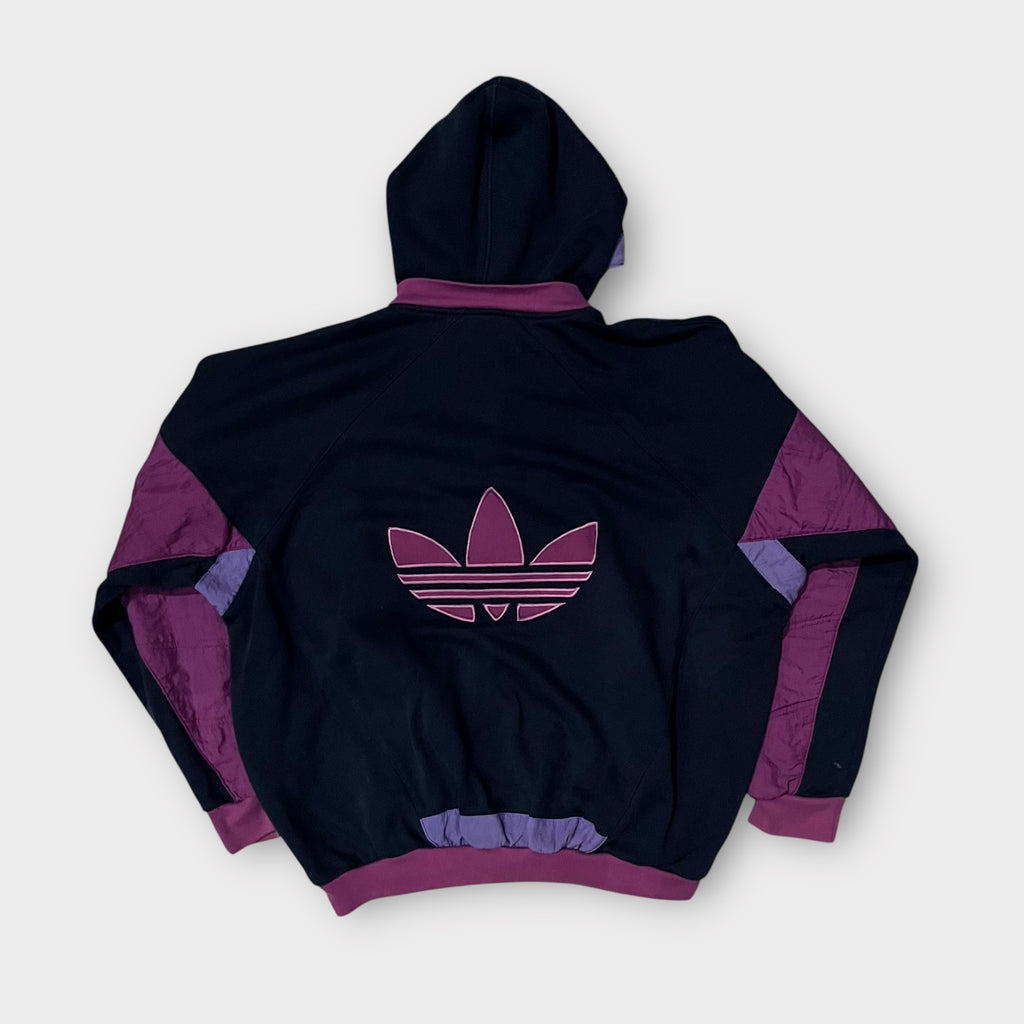 80s-90s adidas ナイロン切り替え ハーフジップ フーディ