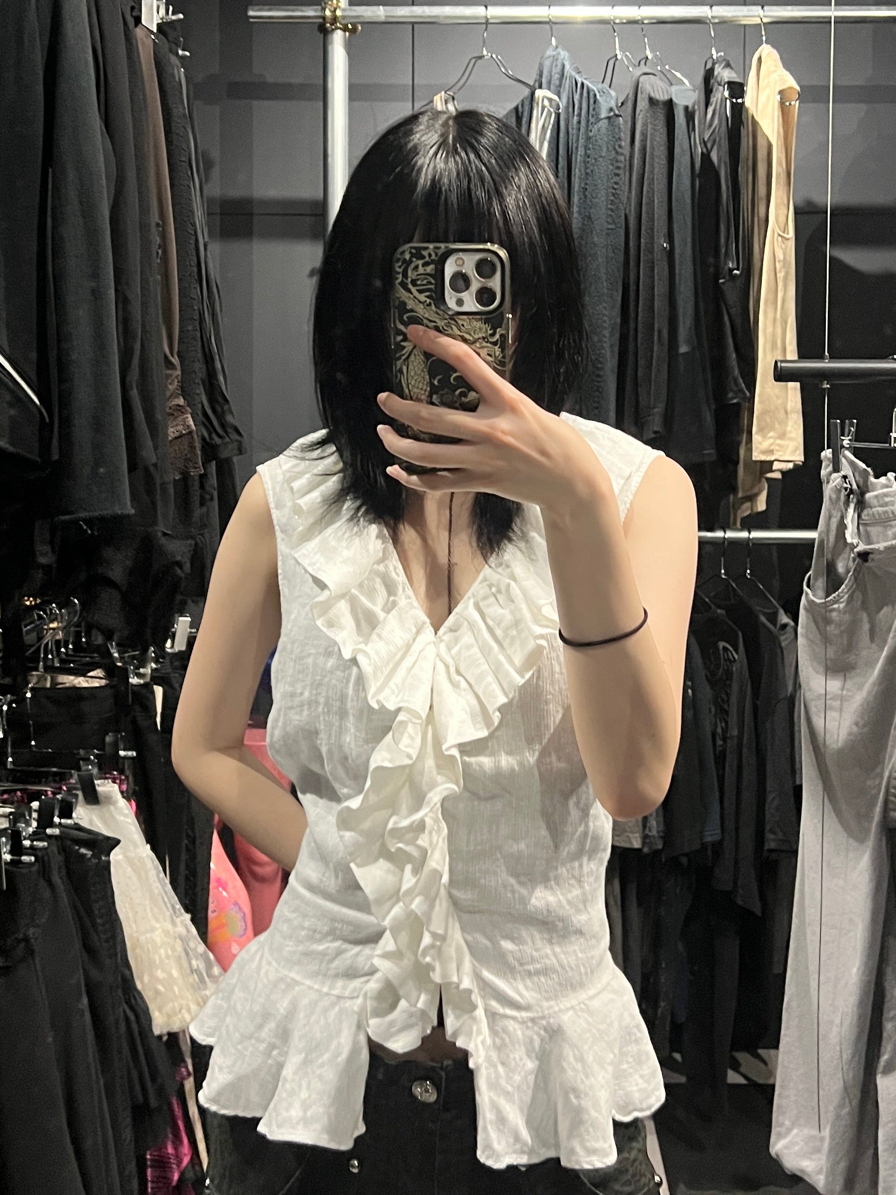 Ralph Lauren White Ruffle Vest