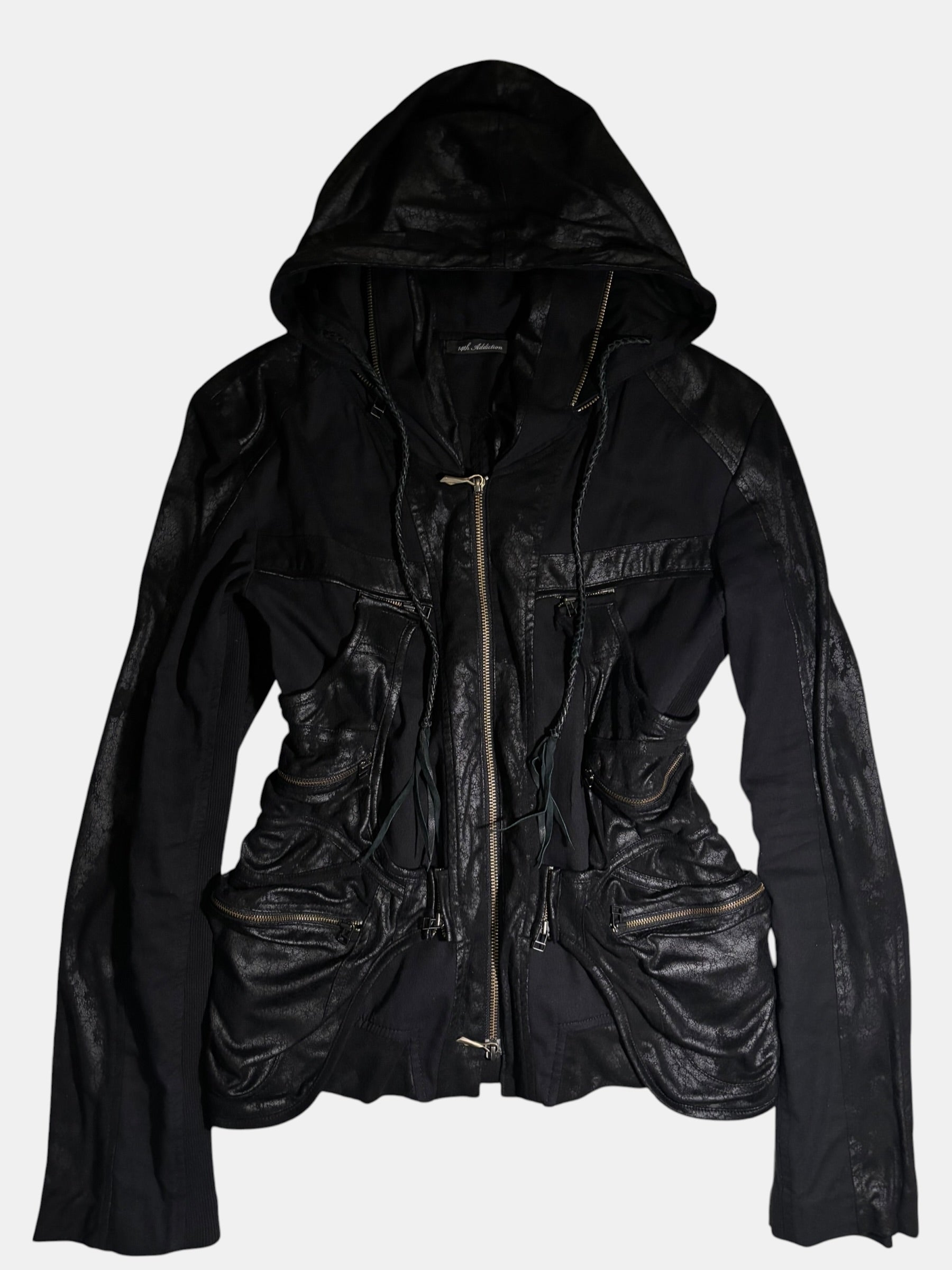 14th Addiction Hybrid Leather Multi-Zip Cargo Jacket