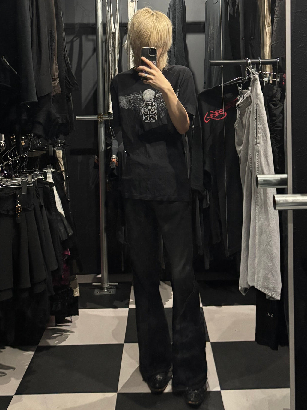 Y2K Grunge Skull & Cross Graphic Tee Black